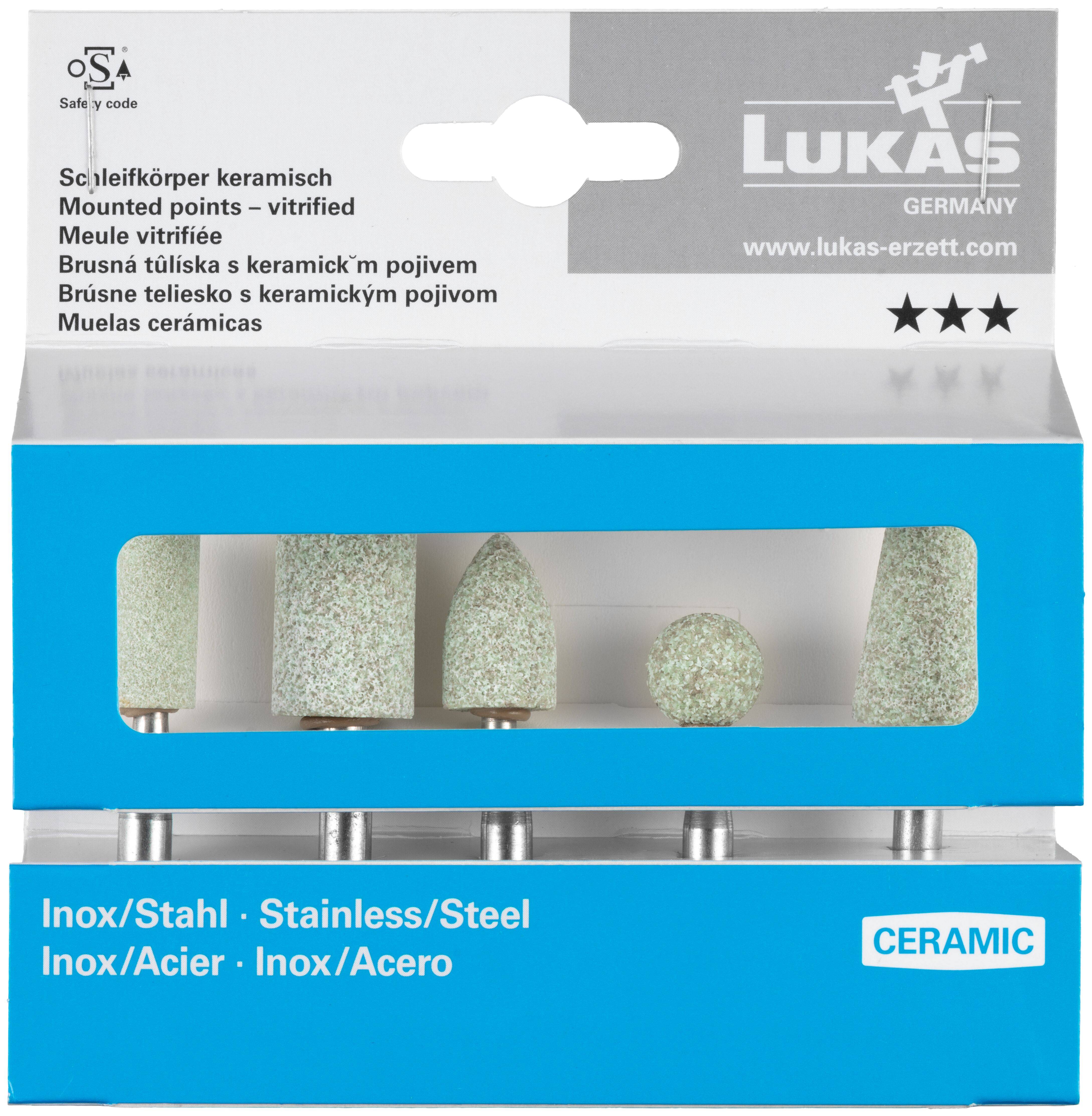 LUKAS-ERZETT A20480005677F1 Schleifstift-Set 5-teilig für Edelstahl/Stahl Schaft 6mm Ceramic | Fachhandel 1 Set