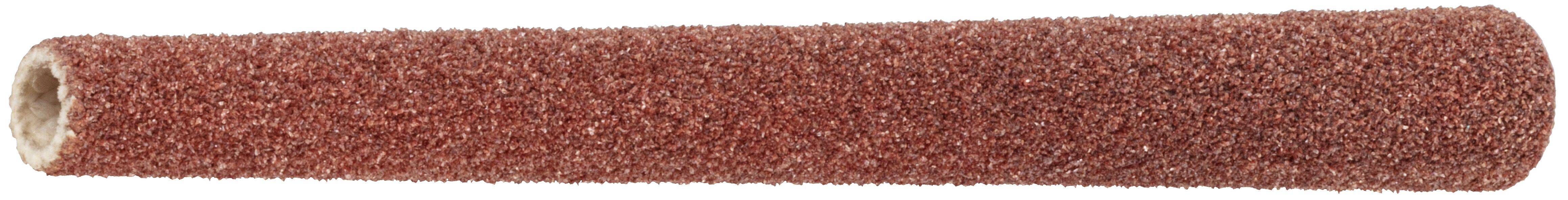 Eine braune, strukturierte zylindrische Schleifhülse, die zum Glätten von Oberflächen in der Holz- oder Metallverarbeitung verwendet wird.