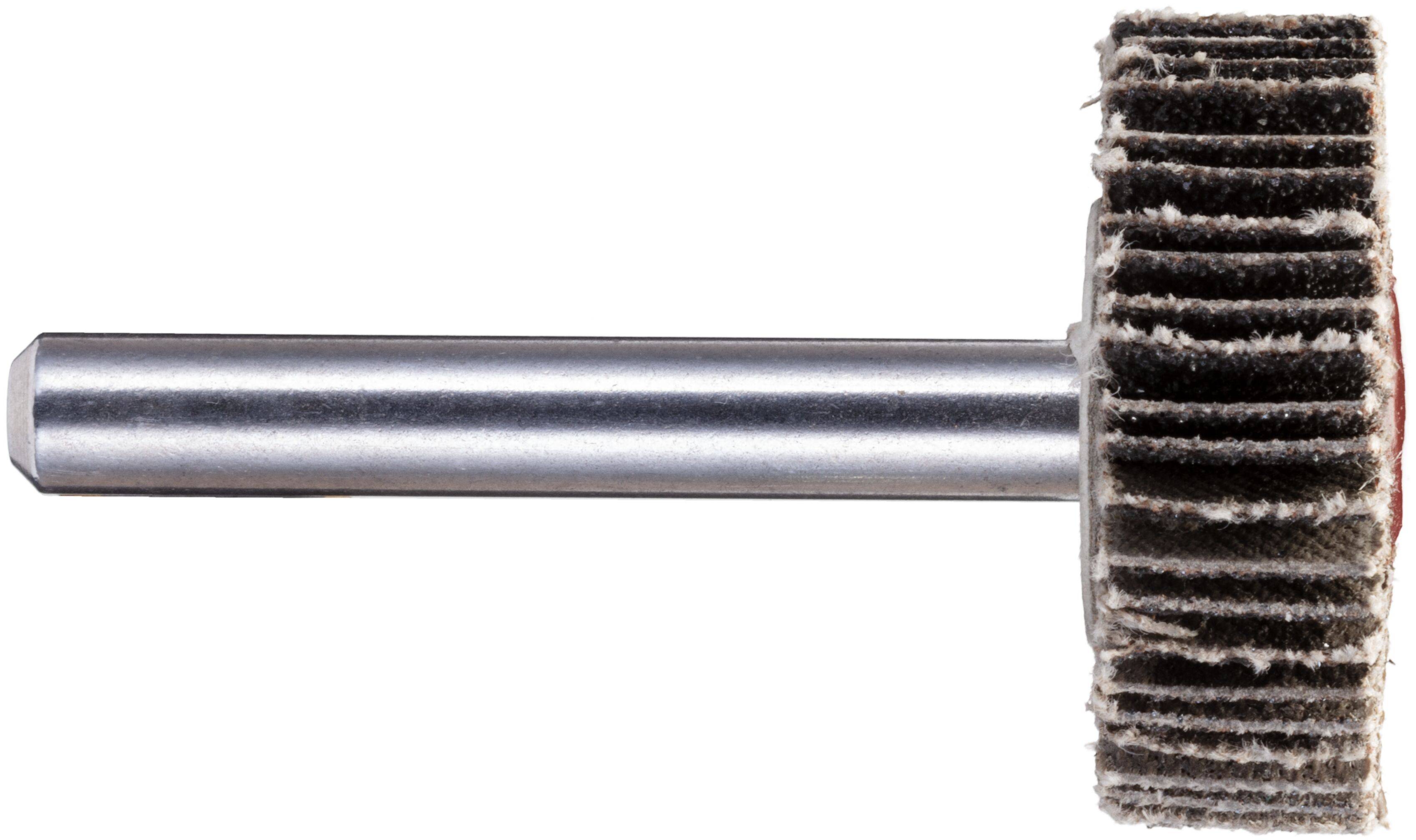 Ein Lamellenschleifrad mit Metallschaft, das zum Schleifen und Polieren von Oberflächen verwendet wird.