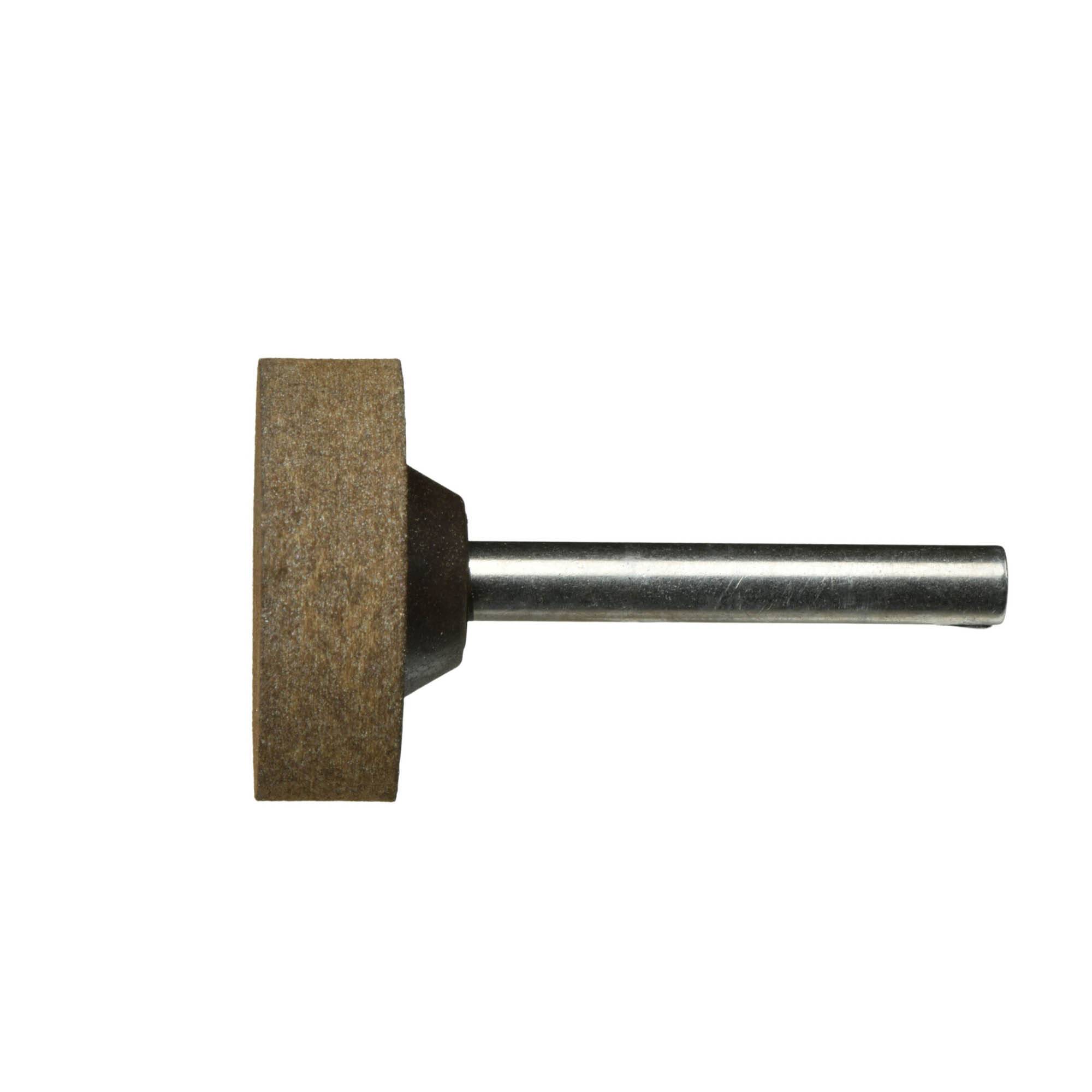 Ein zylindrischer Schleifstein mit einer Metallwelle, der für präzise Schnitt- und Formungsarbeiten in maschinellen Anwendungen verwendet wird.