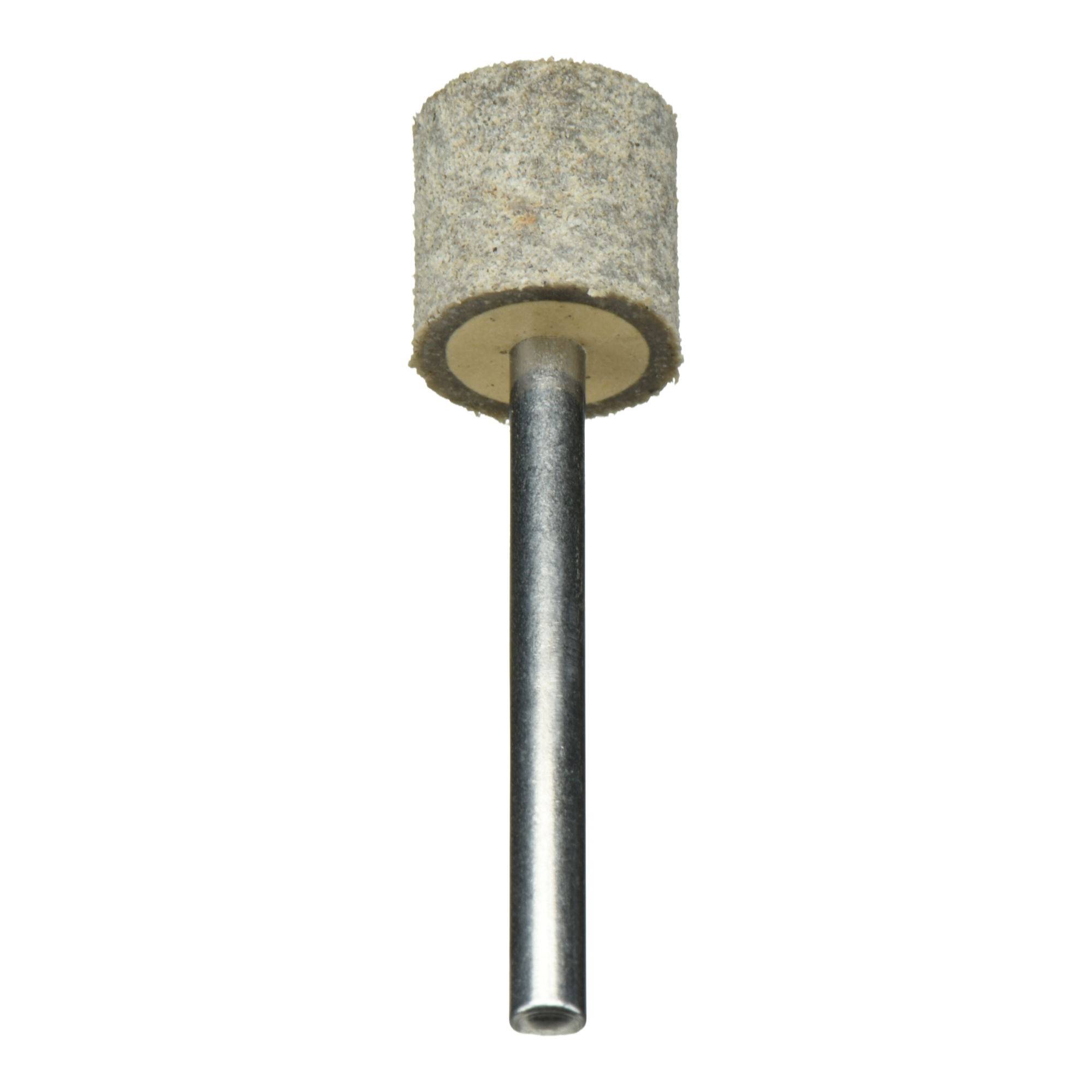 Ein zylindrischer Schleifstein, der auf einer Metallstange befestigt ist und zum Schärfen, Formen oder Glätten von Oberflächen verwendet wird.