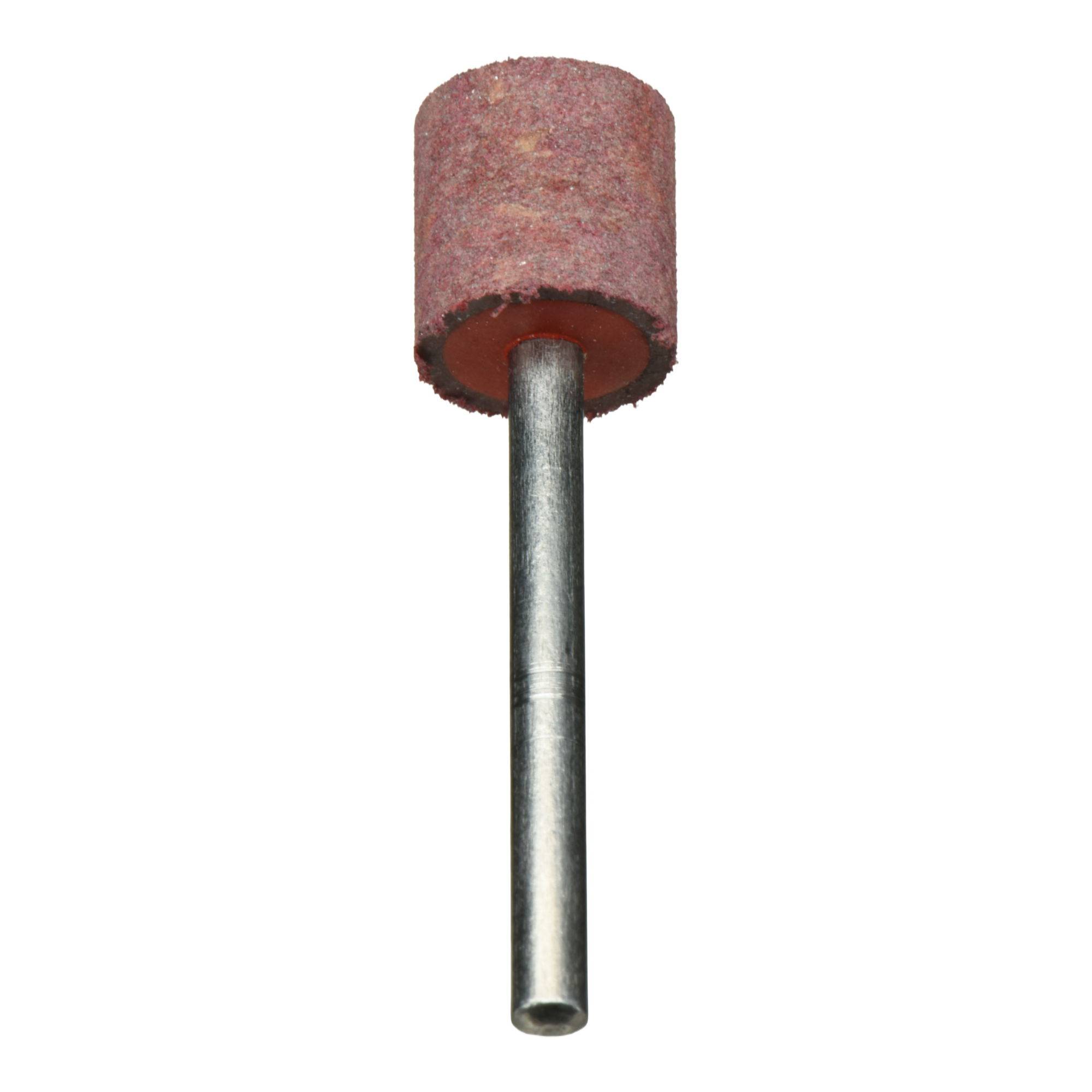 Eine zylindrische Schleifscheibe mit einer Metallachse, die zum Glätten oder Polieren von Materialien verwendet wird.