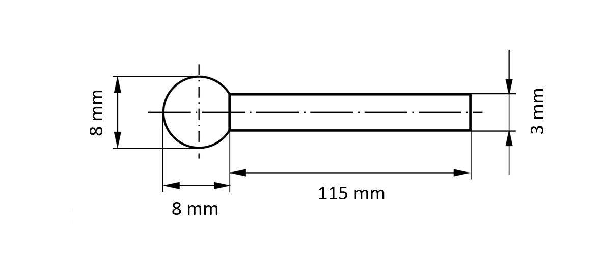 LUKAS-ERZETT A2625008083080 Polierstift P5KU Kugelsform 8x8mm Korn 80 | Schaft 3mm 20St.