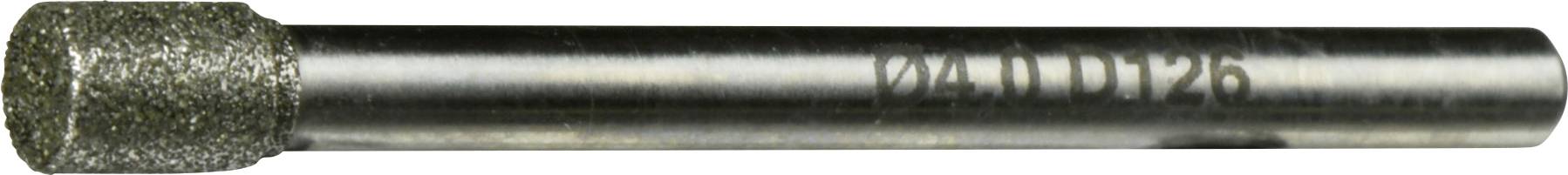 Ein zylindrischer Metalltool mit einer strukturierten Spitze, wahrscheinlich zum Schleifen oder Schnitzen verwendet, vor einem weißen Hintergrund.