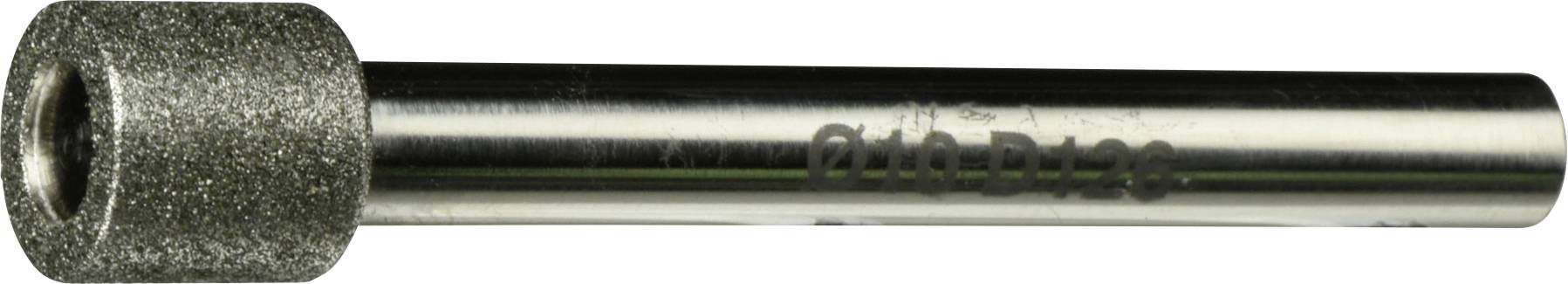 Ein zylindrischer Metallbohrer mit strukturierter Spitze zum Schneiden oder Schleifen.