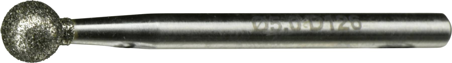 Ein zylindrischer Rotationsfräser mit einem runden, strukturierten Kopf, der für Metallbearbeitung verwendet wird, verfügt über eingravierte Zahlen auf dem Schaftteil.