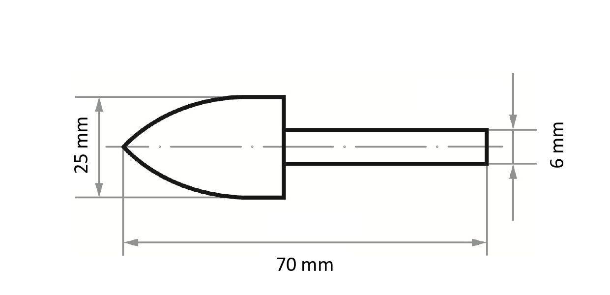 LUKAS-ERZETT A3701025306 Polierstift P3SP Spitzbogenform 25x30mm Schaft 6mm Filz für Polierpaste 10St.