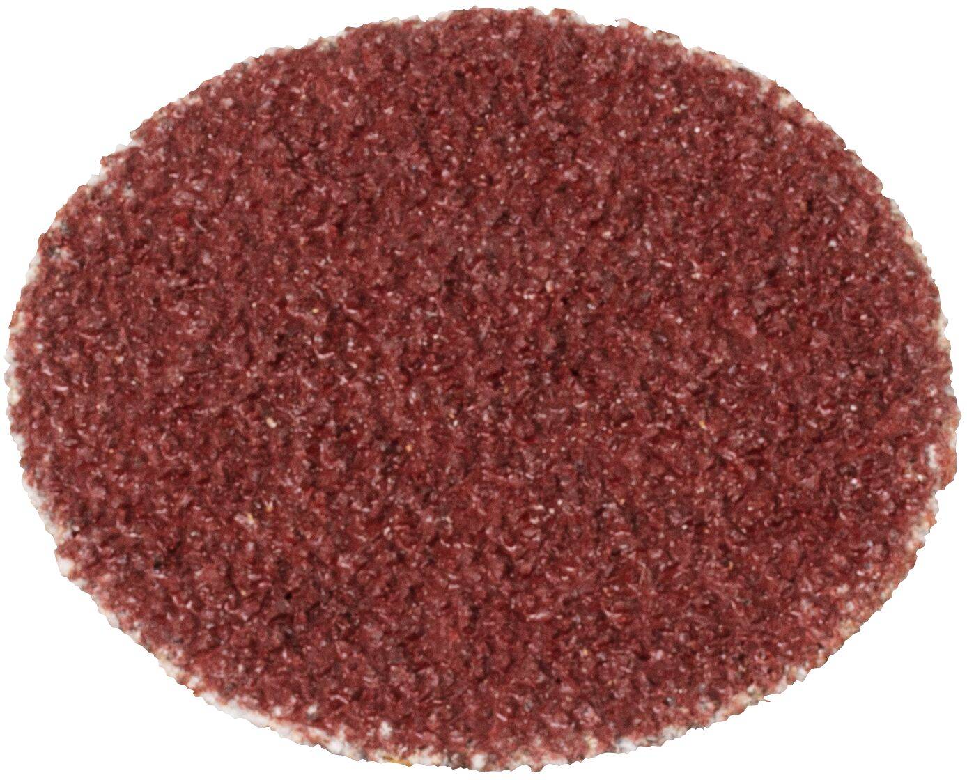 Eine Nahaufnahme eines kreisrunden, strukturierten braunen Schleifpads, das dessen raue Oberfläche zum Schleifen oder Polieren von Materialien zeigt.