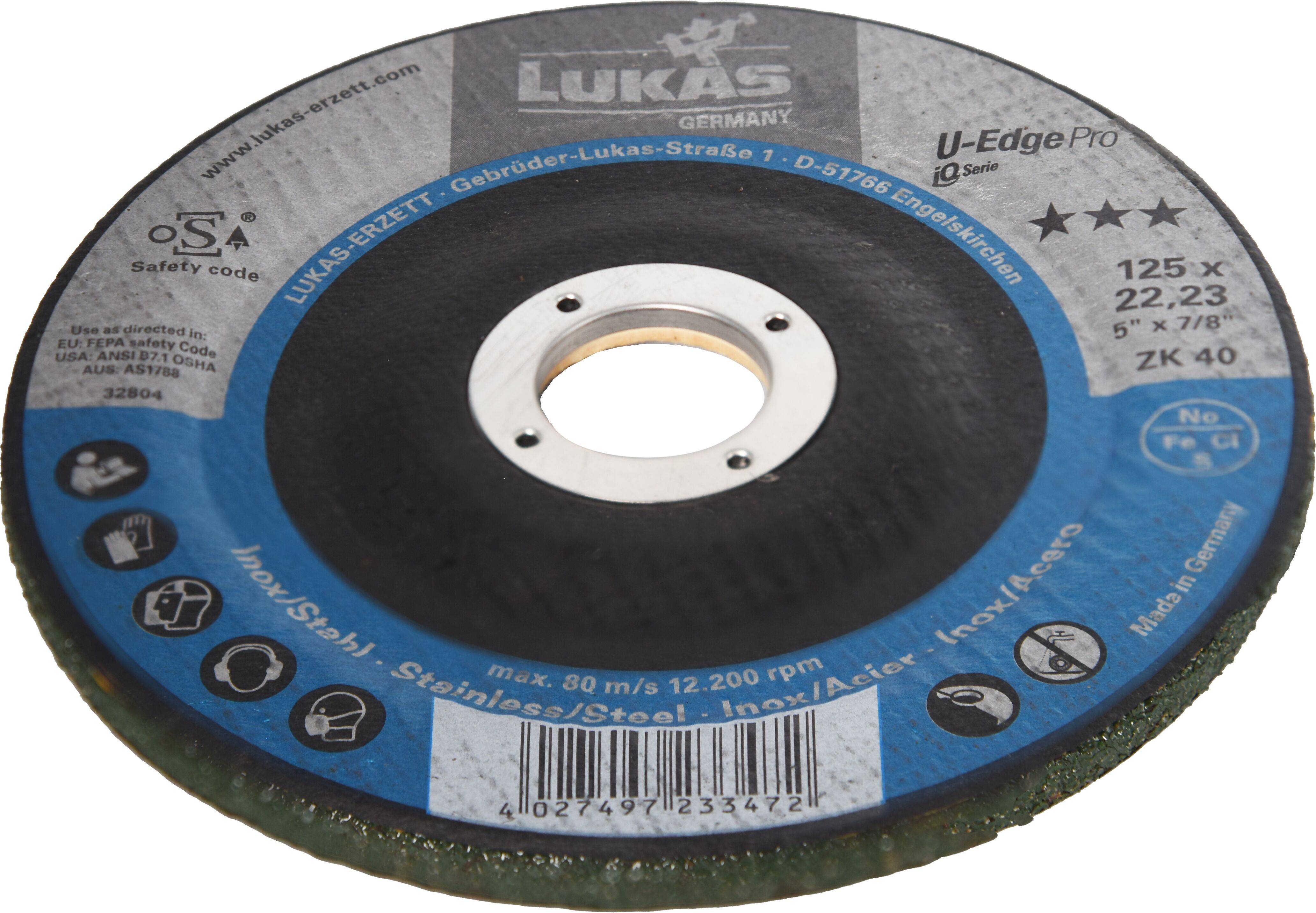 Trennscheibe mit der Aufschrift 