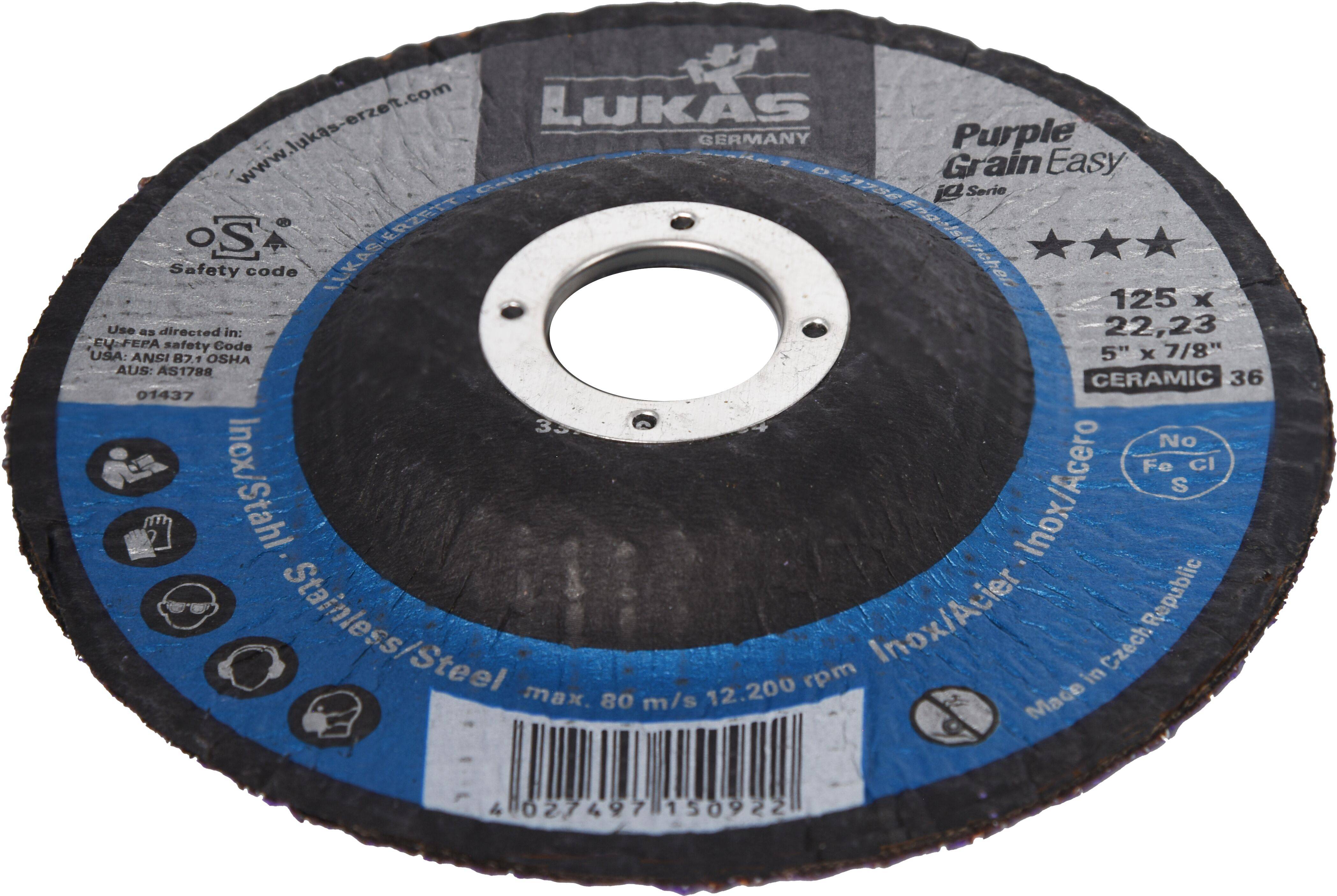 LUKAS-ERZETT A27611250361547 Schleifscheiben-Set Durchmesser 125mm Bohrungs-Ø 22.23mm 10St.