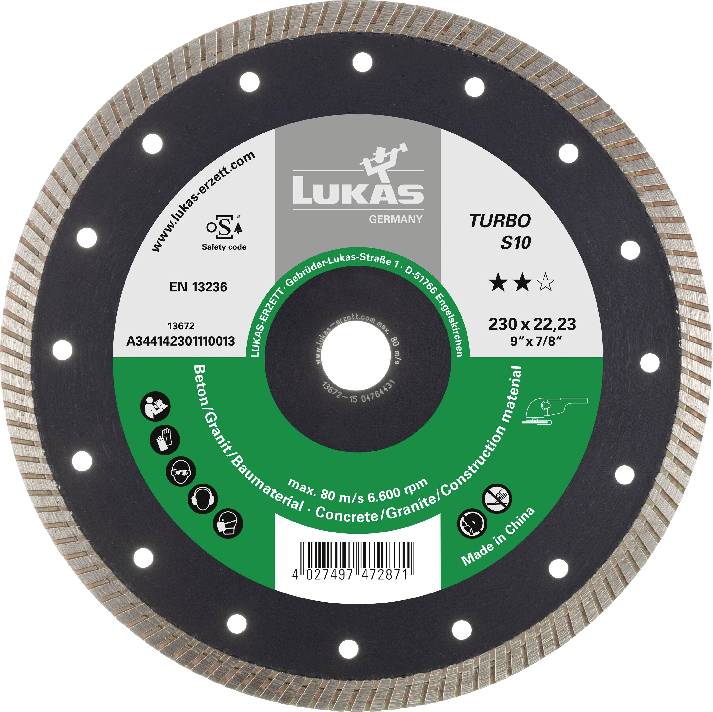 LUKAS-ERZETT A344142301110013 DiamantTURBO S10 230 Diamanttrennscheibe 1St.