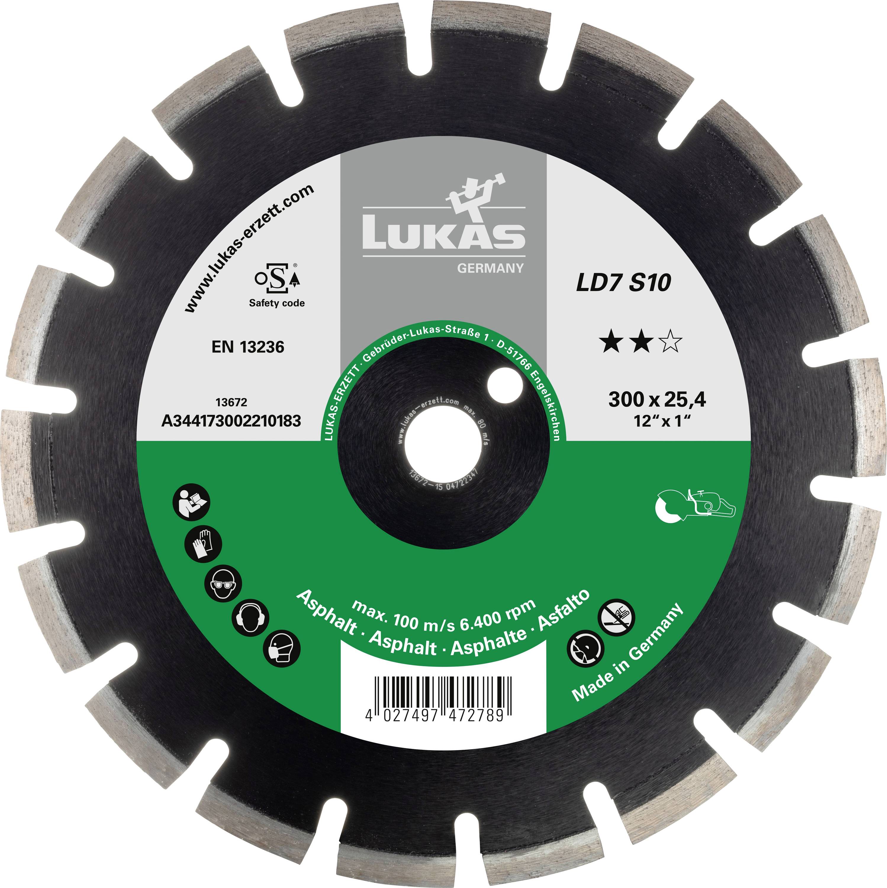 LUKAS-ERZETT A344173002210183 DiamantLD7 S10 300x25.40x10 Diamanttrennscheibe 1St.