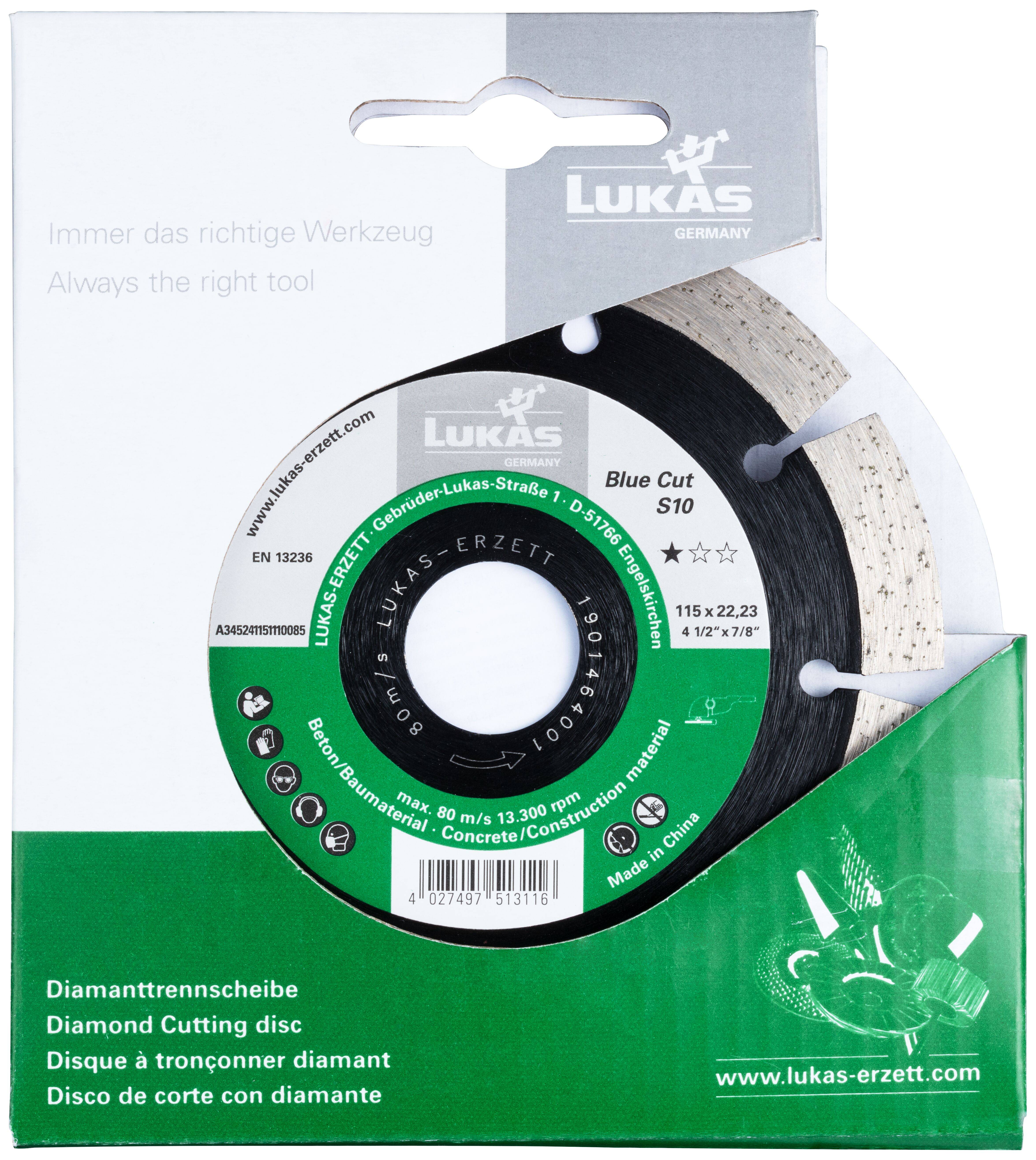LUKAS-ERZETT A345241151120085 Blue Cut+ S10 115x22,23x10 Diamanttrennscheibe 1St.