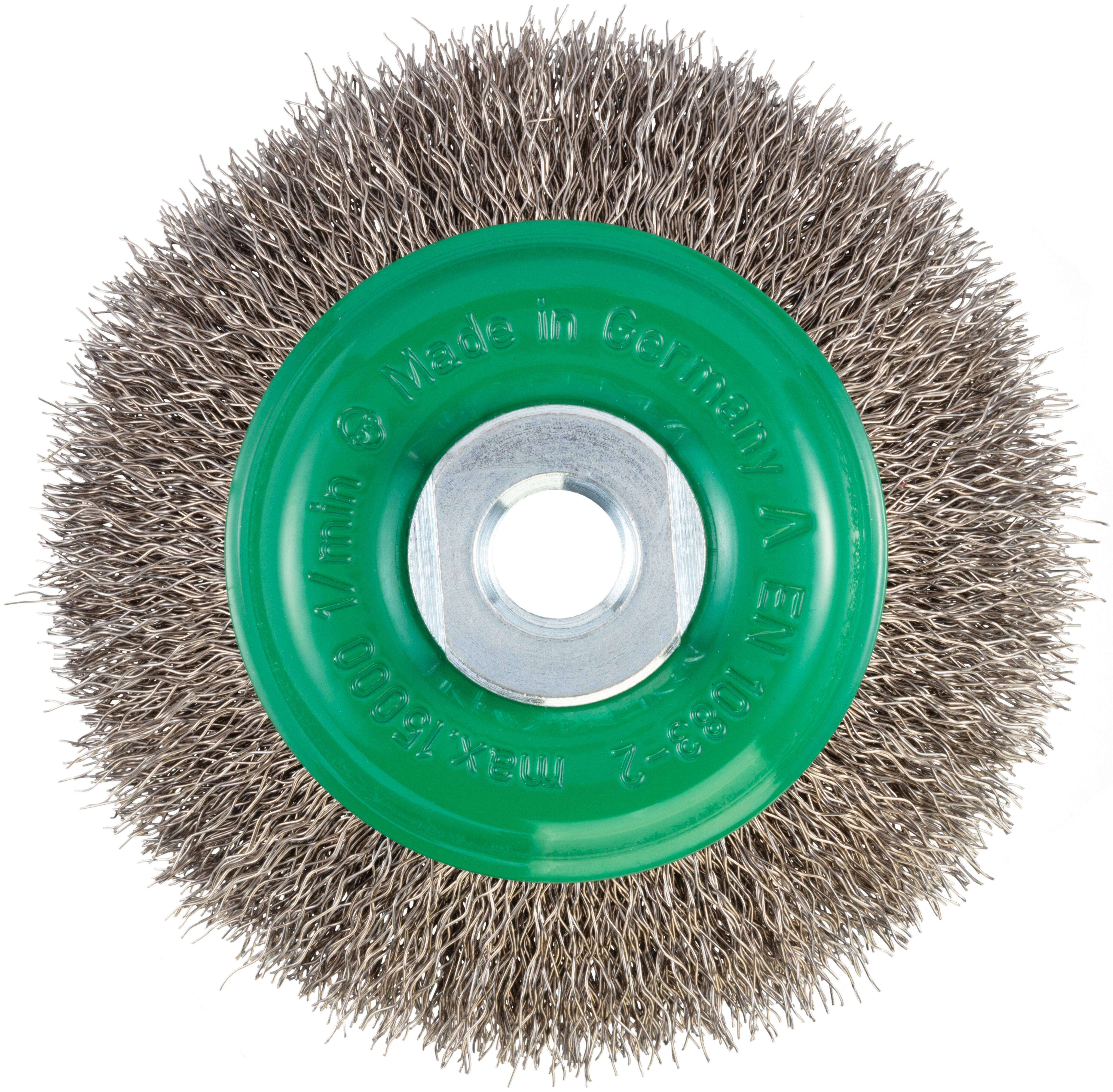 LUKAS-ERZETT Kegelbürste BKVW für Edelstahl 100x12mm für Winkelschleifer gewellt BKVW 10012 M14 VA A350610012213 1St.