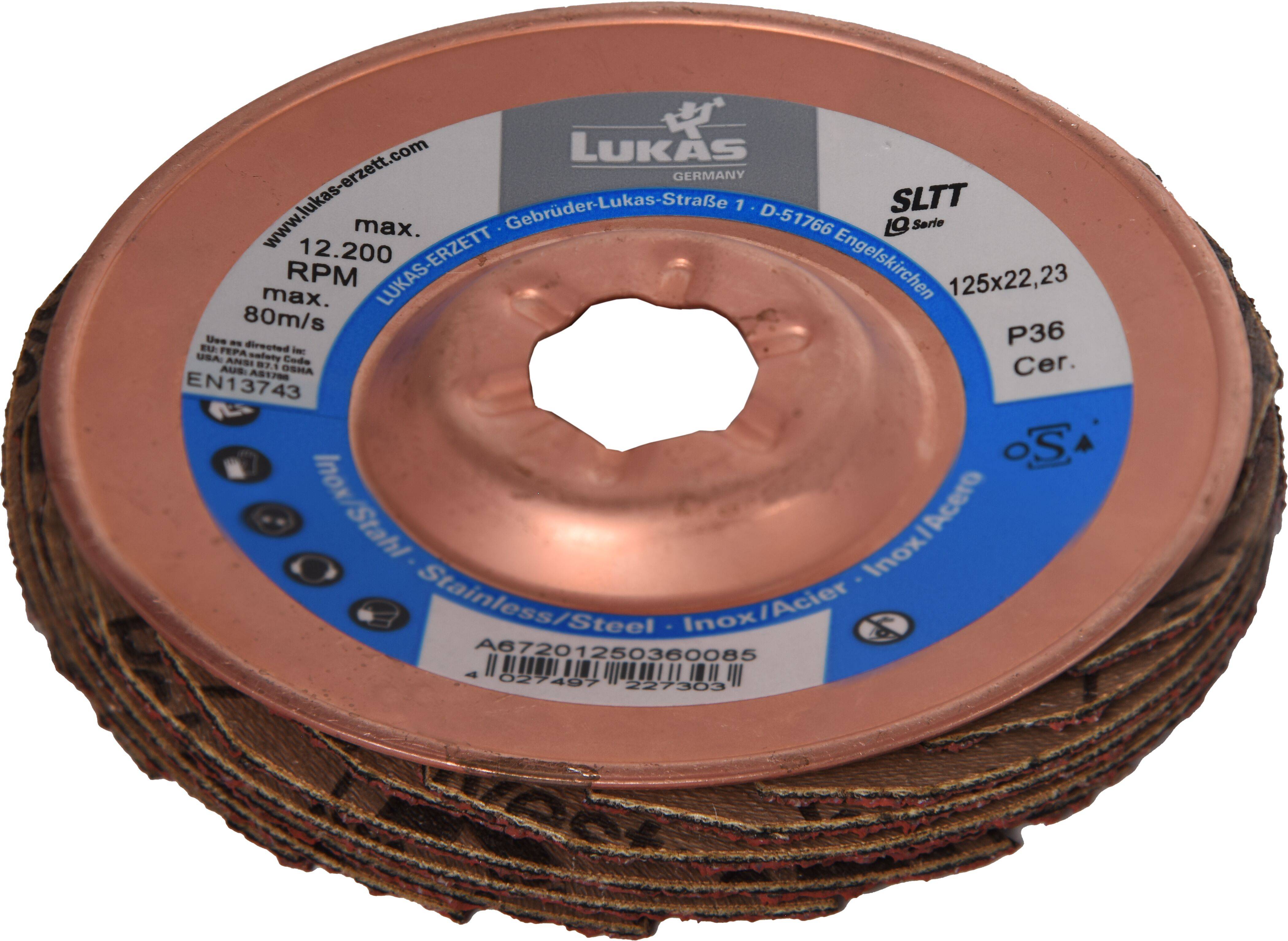 LUKAS-ERZETT A67201250360085 Fächerschleifscheibe Durchmesser 125mm Körnung (num)=36 10St.