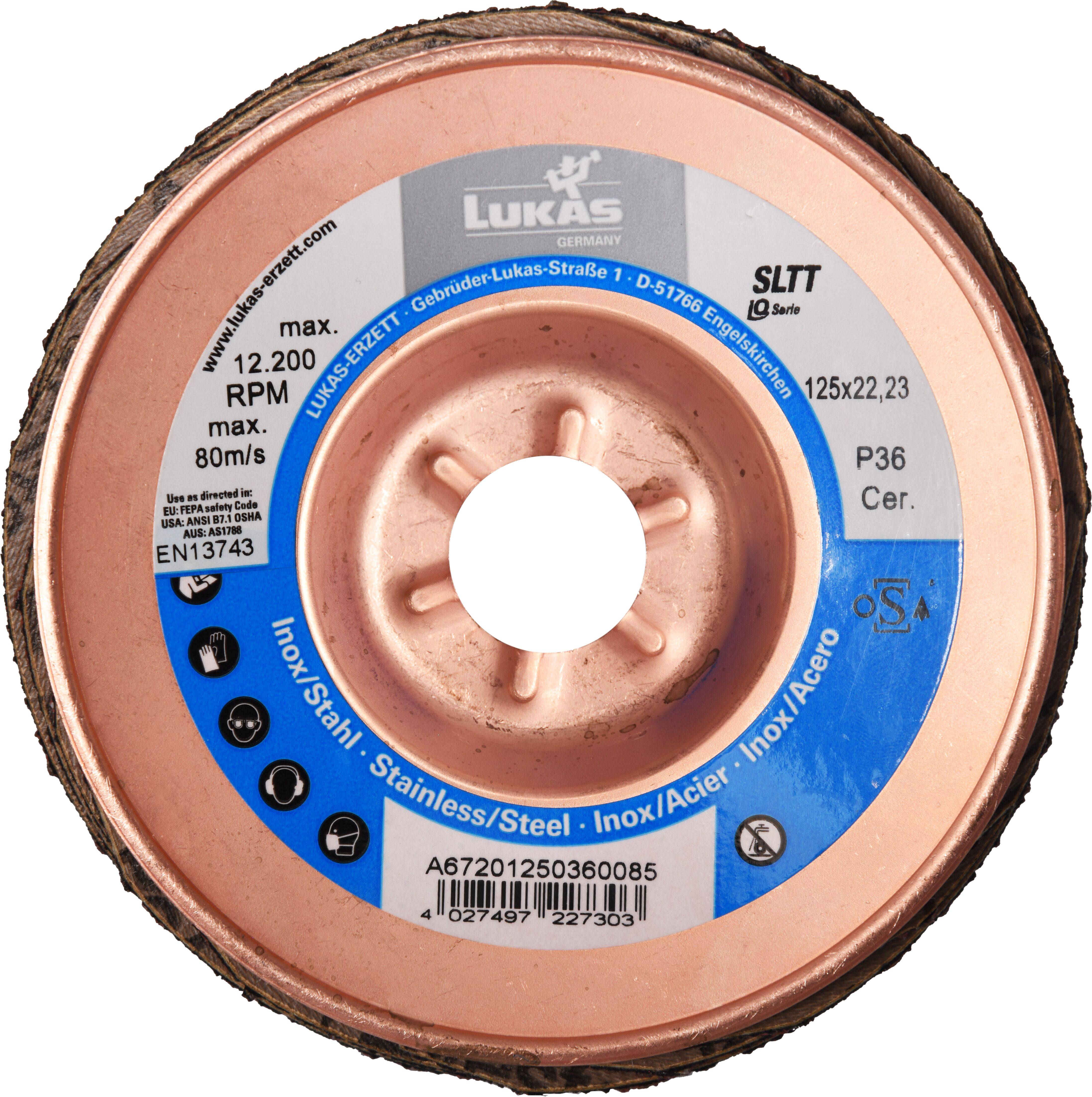 LUKAS-ERZETT A67201250360085 Fächerschleifscheibe Durchmesser 125mm Körnung (num)=36 10St.