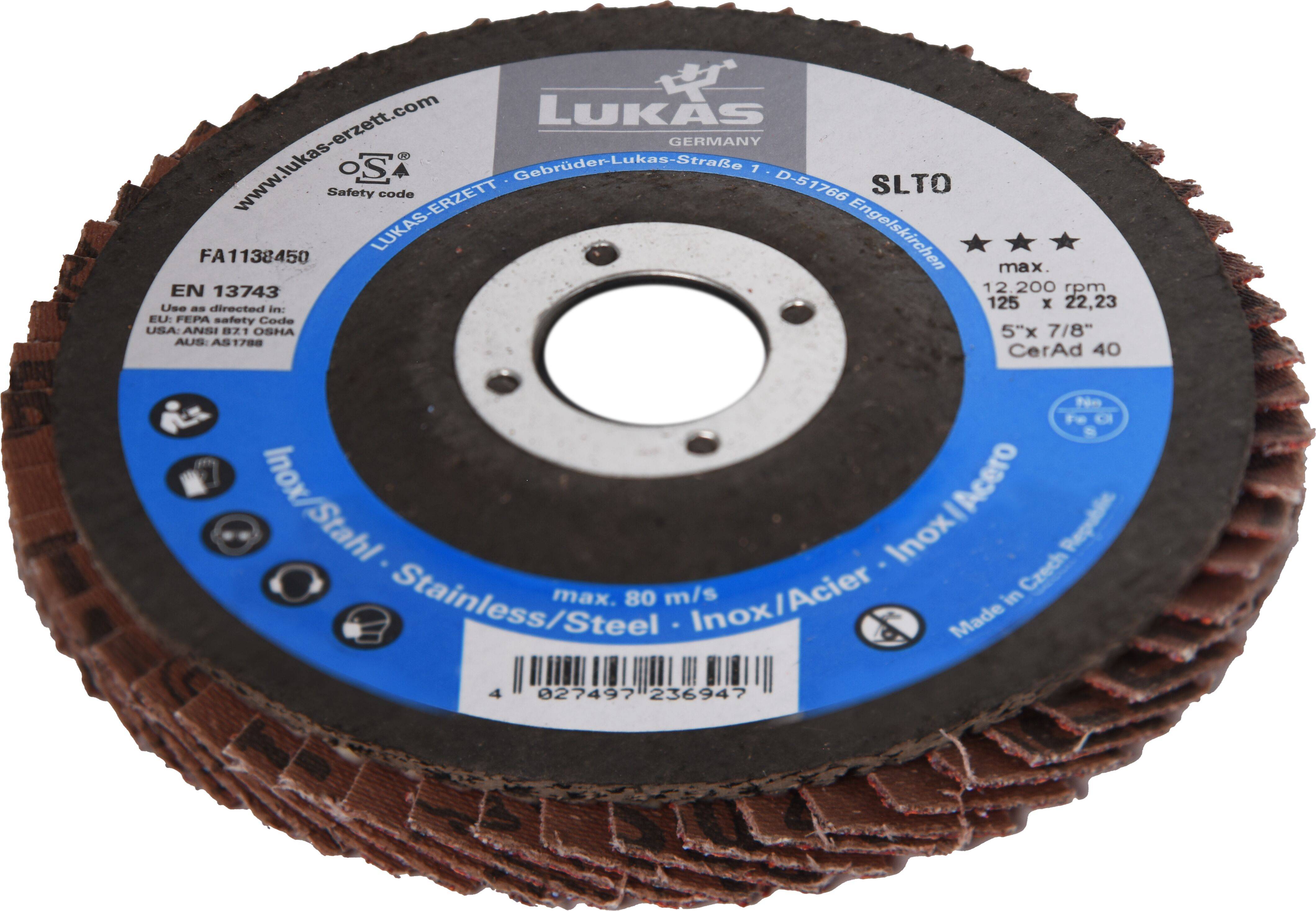 LUKAS-ERZETT A67251250401466 Fächerschleifscheibe Durchmesser 125mm Körnung (num)=40 10St.