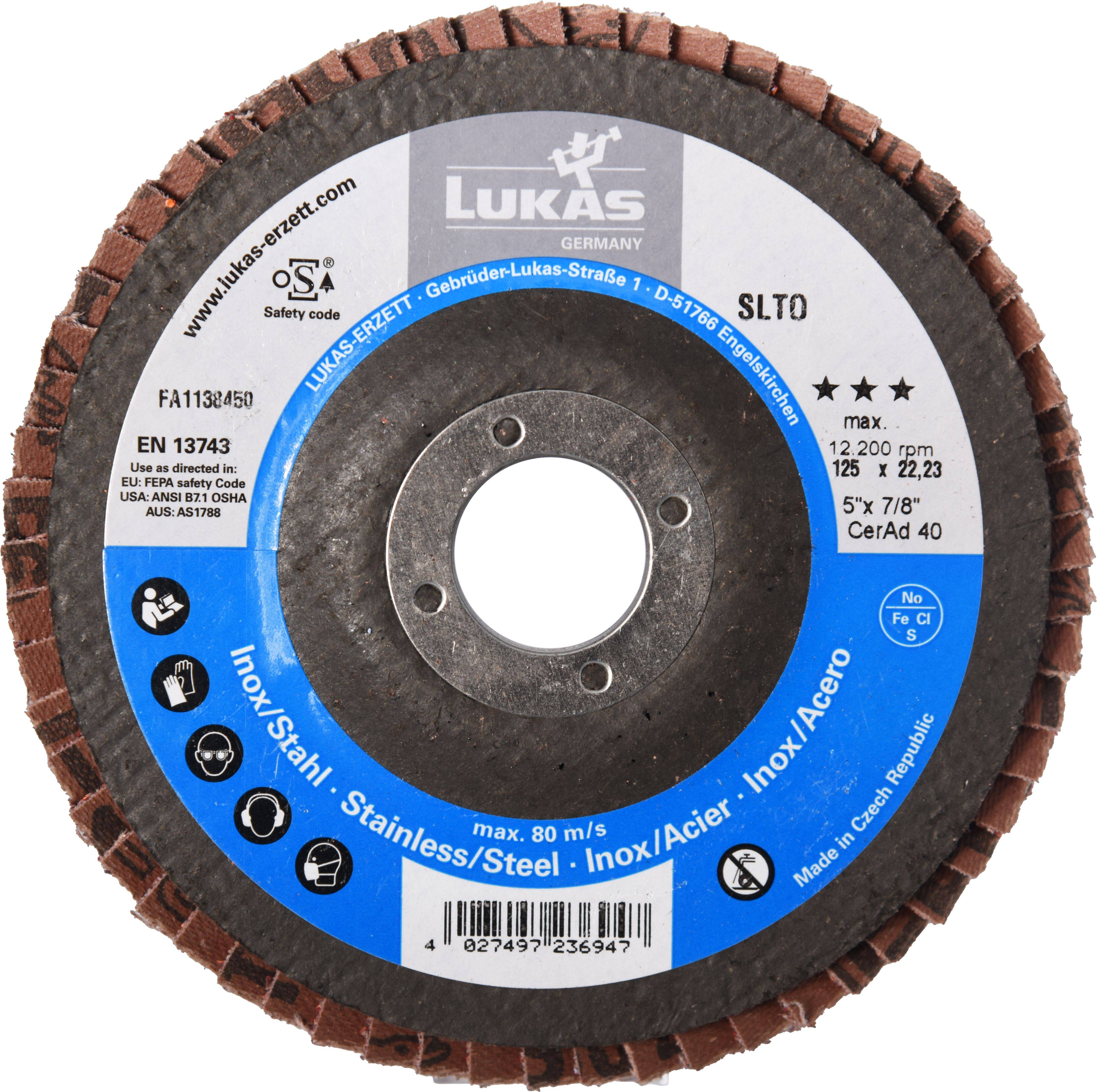 LUKAS-ERZETT A67251250401466 Fächerschleifscheibe Durchmesser 125mm Körnung (num)=40 10St.