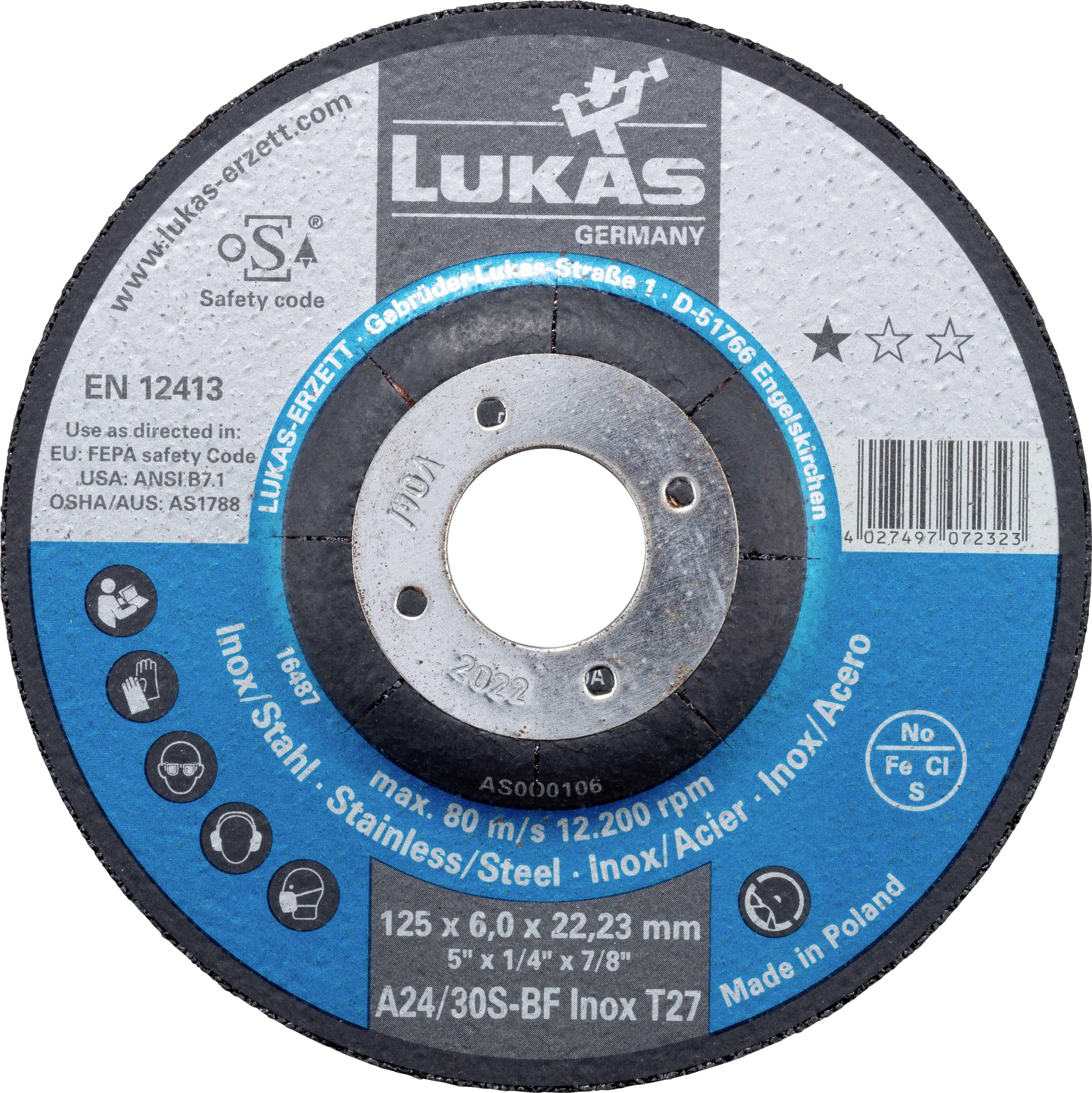 LUKAS-ERZETT AS000106V980201 T27 125x6,0x22,23 Schruppscheibe Durchmesser 125mm 10St.