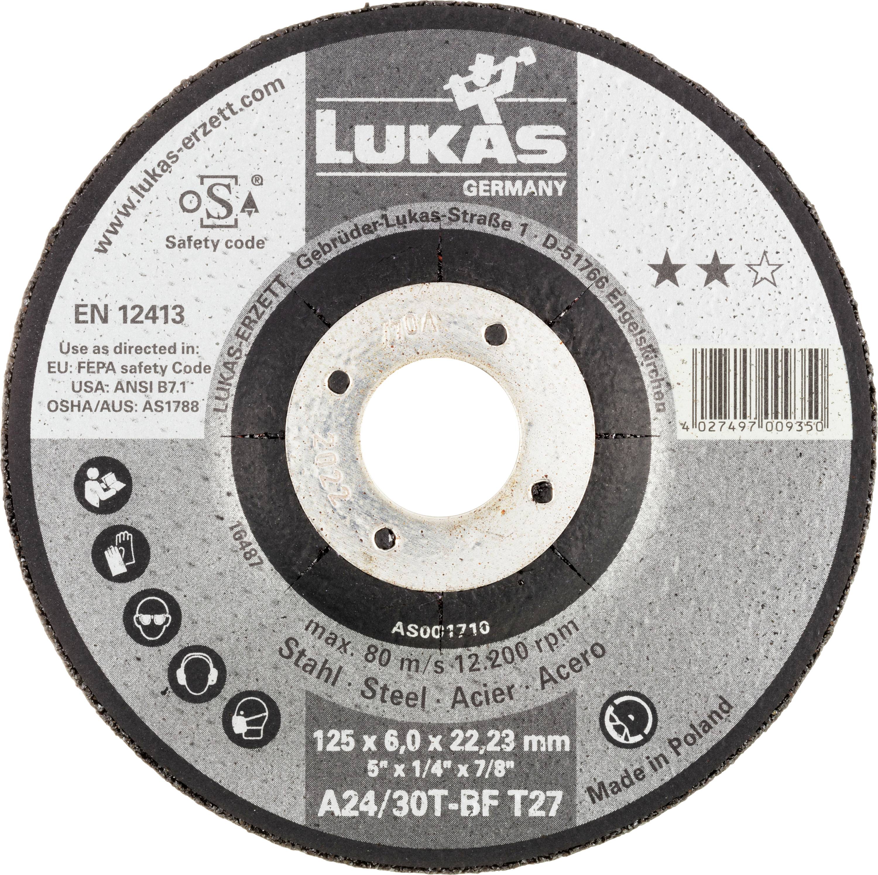 LUKAS-ERZETT AS001710V9802 T27 125x6,0x22,23 Schruppscheibe Durchmesser 125mm 10St.
