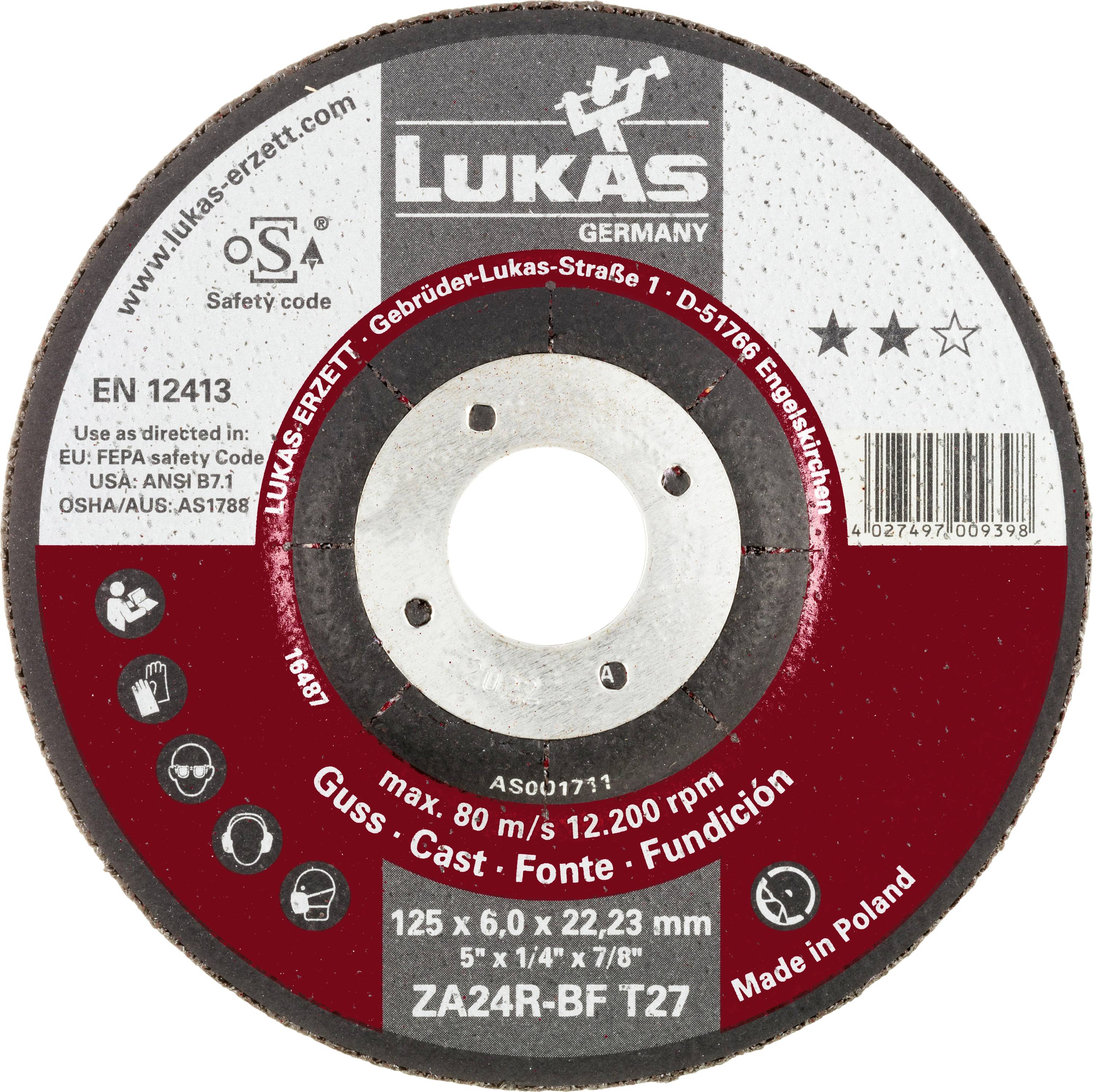 LUKAS-ERZETT AS001711V9802 T27 125x6,0x22,23 Schruppscheibe Durchmesser 125mm 10St.