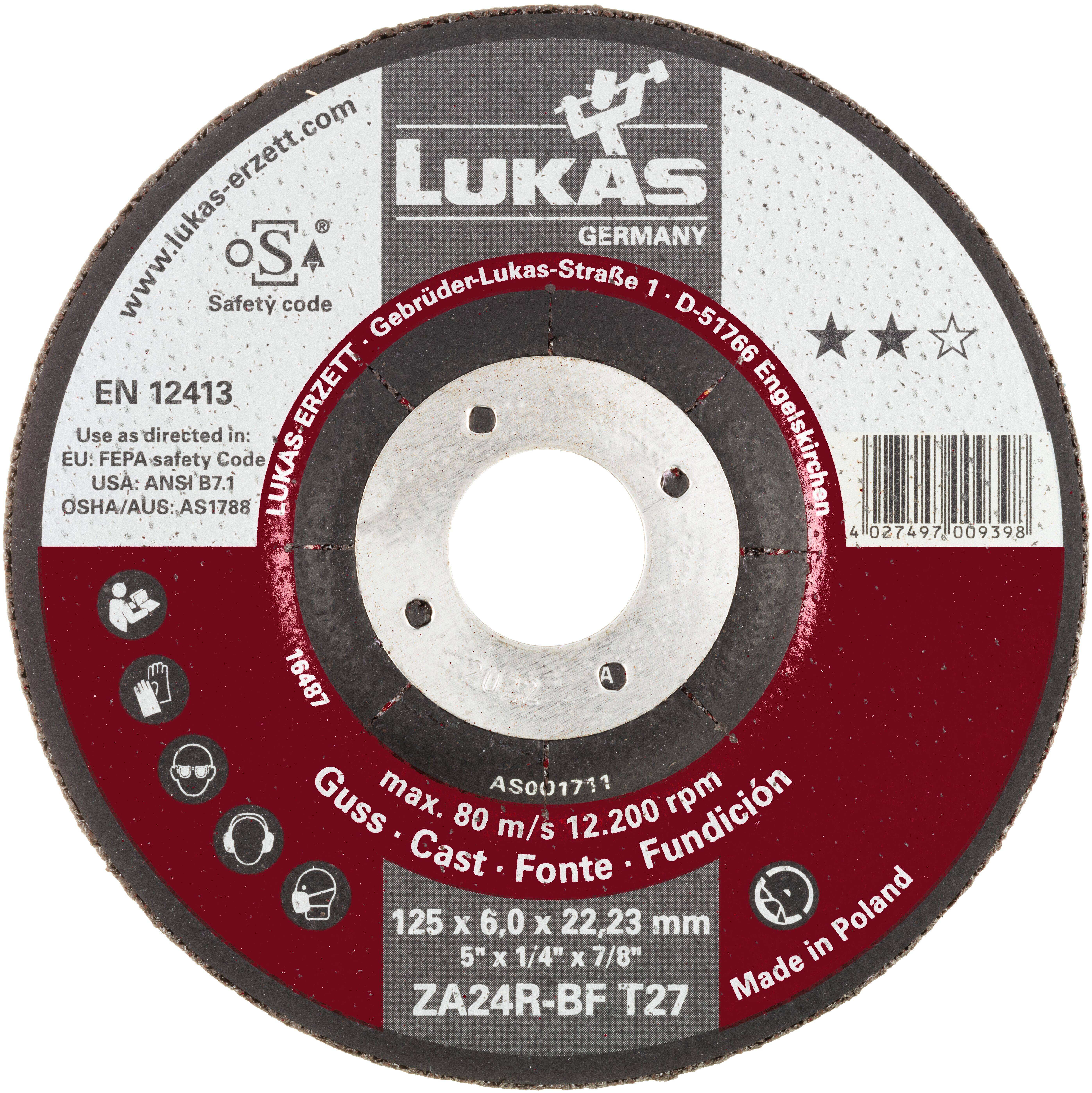 LUKAS-ERZETT AS001812V980201 T27 230x6,0x22,23 Schruppscheibe Durchmesser 230mm 10St.