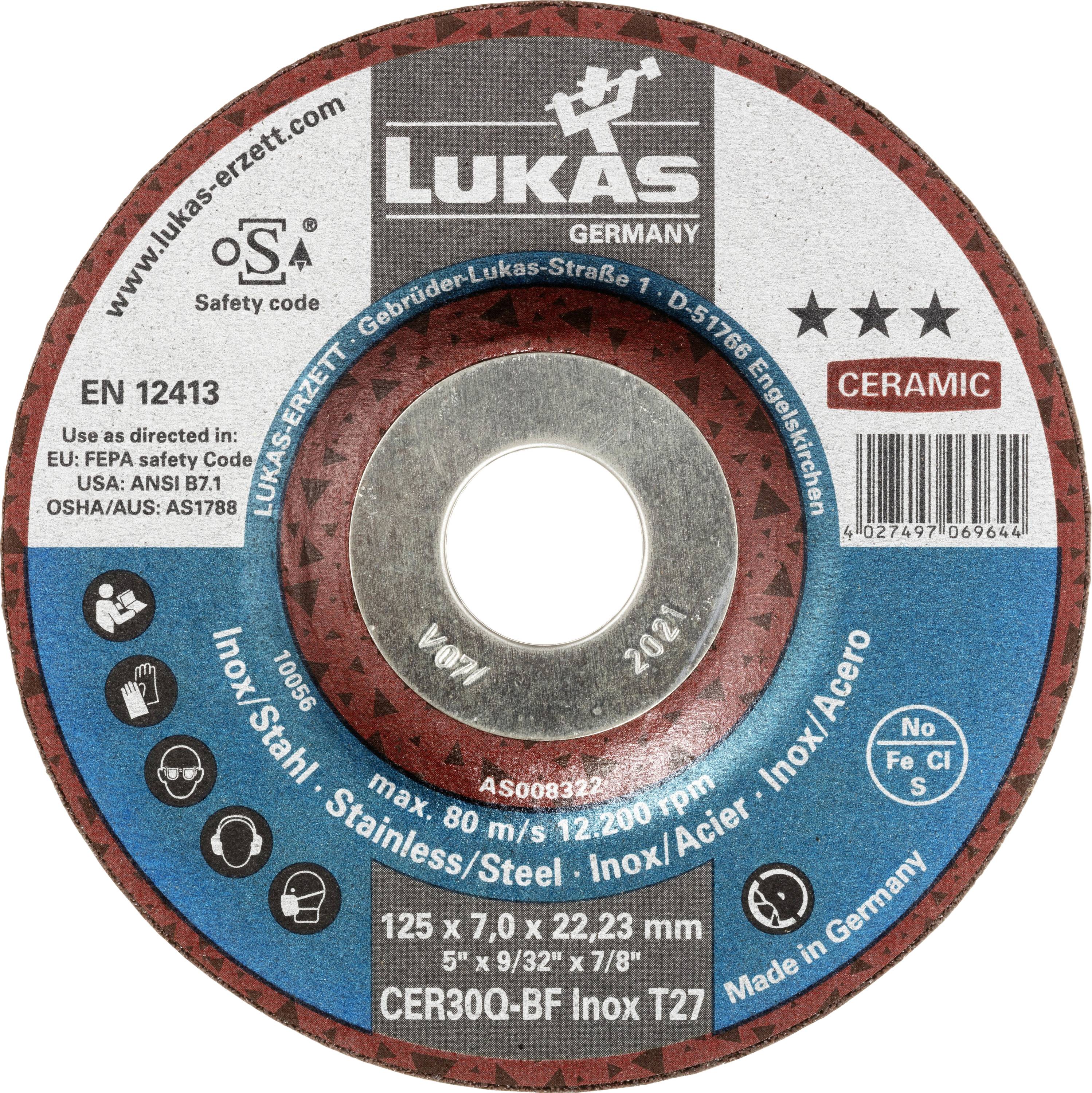 LUKAS-ERZETT AS008322V9802 T27 125x7,0x22,23 Schruppscheibe Durchmesser 125mm 10St.