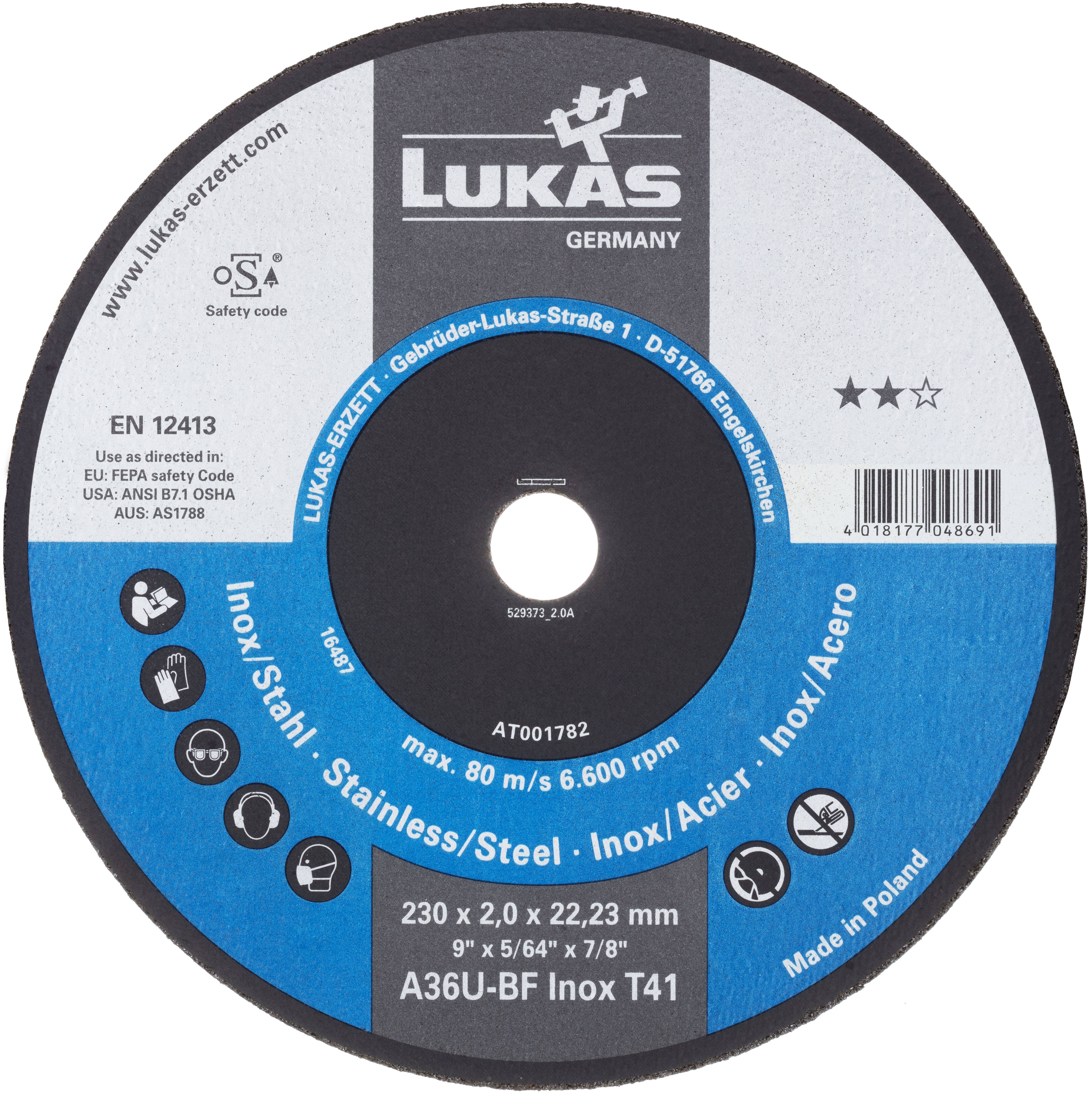 LUKAS-ERZETT T41 125x2,0x22,23 A36U-BF AT001687V9802 Trennscheiben-Set 125mm 25St.