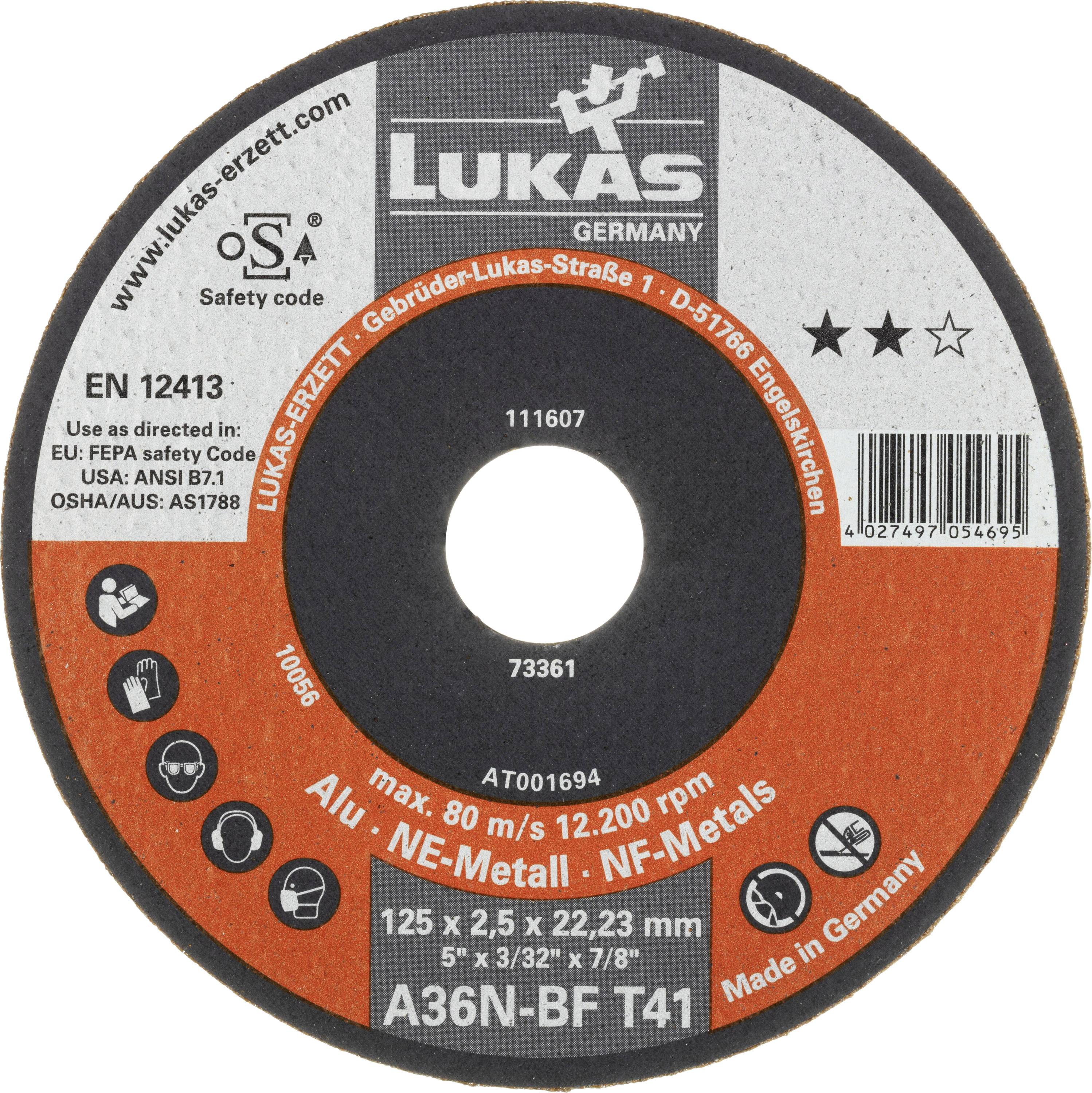 LUKAS-ERZETT T41 125x2,5x22,23 A36N-BF AT001694V9802 Trennscheiben-Set 125mm 25St.