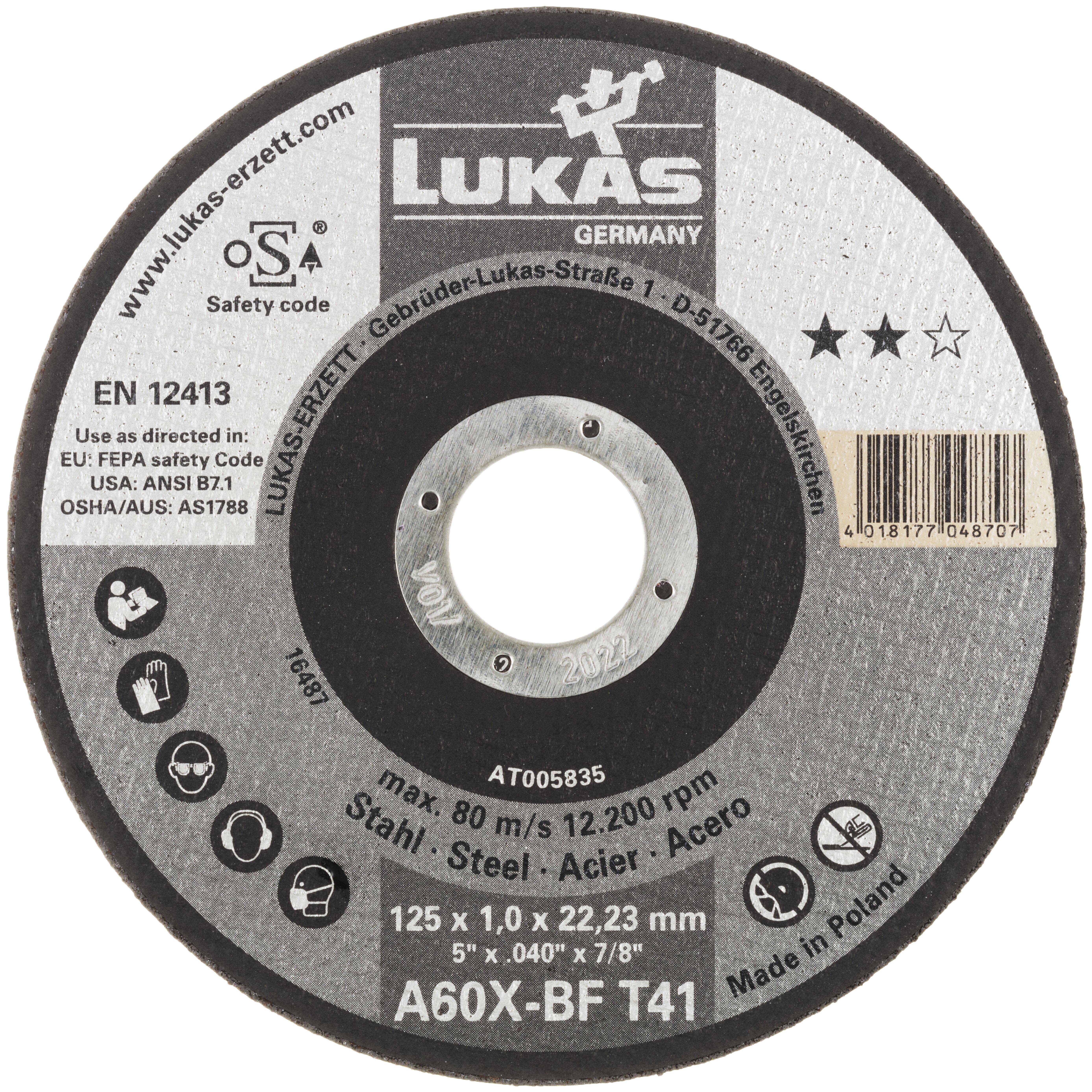 LUKAS-ERZETT T41 125x1,0x22,23 A60X-BF AT005835V9802 Trennscheiben-Set 125mm 50St.