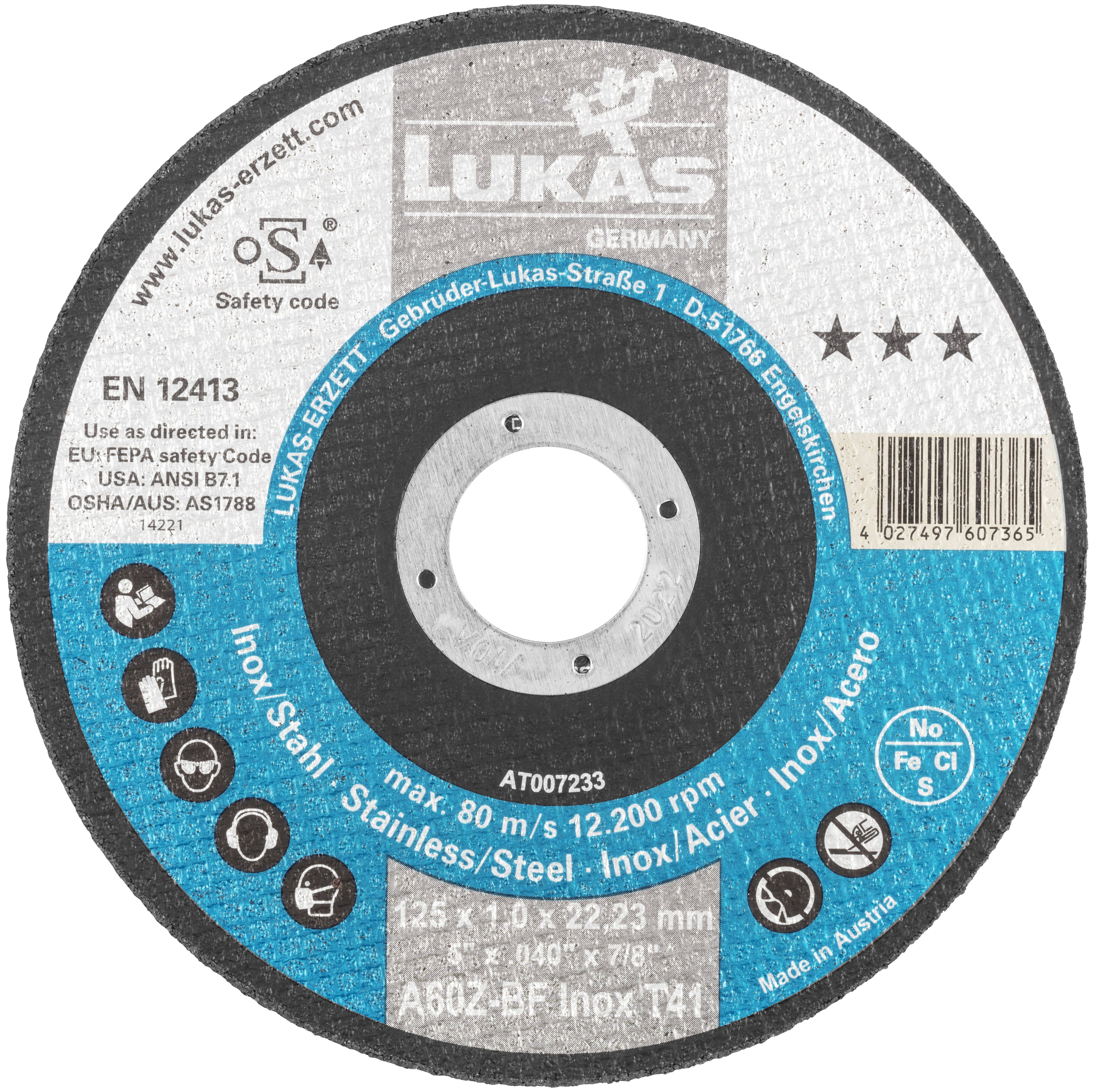 LUKAS-ERZETT T41 125 AT007233V9807010 Trennscheiben-Set 125mm 10St.