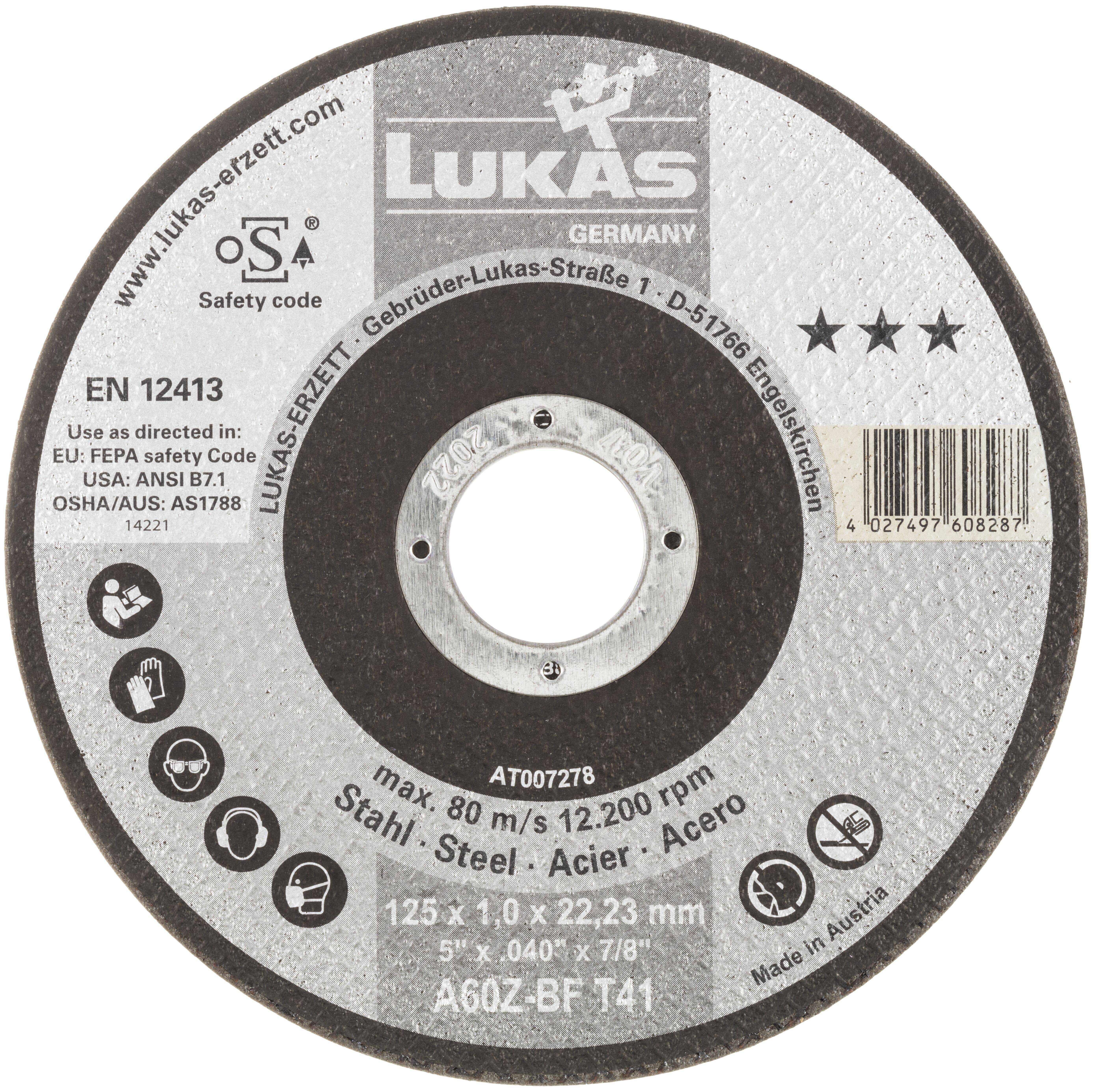 LUKAS-ERZETT T41 125x1,0x22,23 A60Z-BF AT007278V9802 Trennscheiben-Set 125mm 50St.