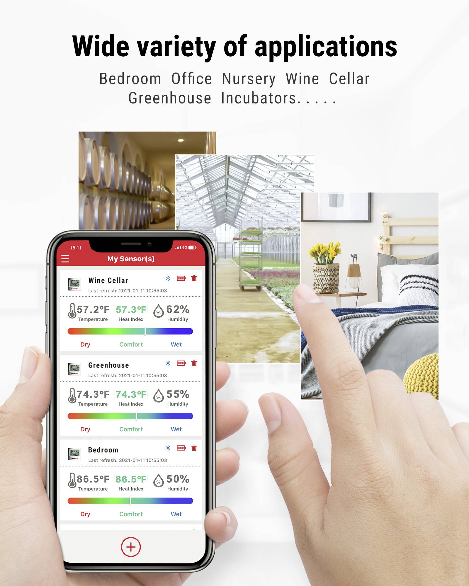 ThermoPro Funk-Thermo-/Hygrometer Weiß TP357-3 3St.