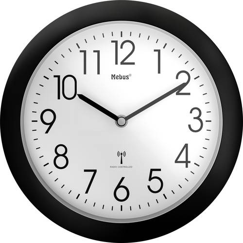 Mebus 52450 Funk Wanduhr 26 cm x 26 cm x 26 cm x 4.5 mm Schwarz