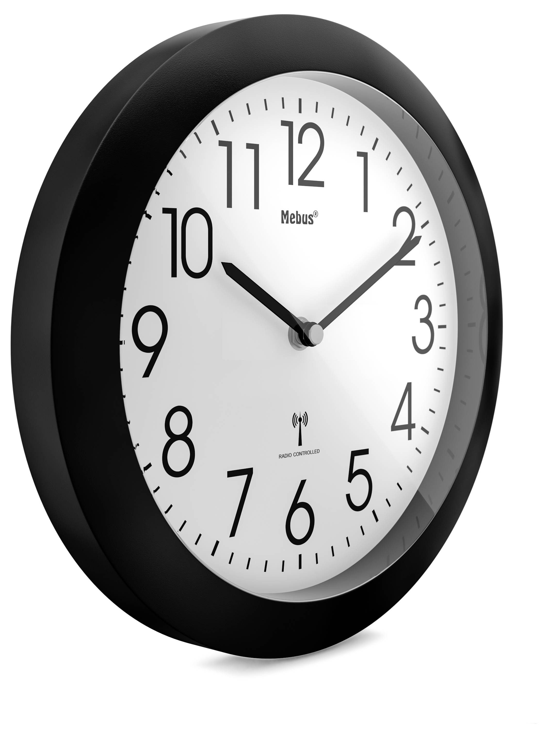 Mebus 52450 Funk Wanduhr 26cm x 26cm x 26cm x 4.5cm Schwarz
