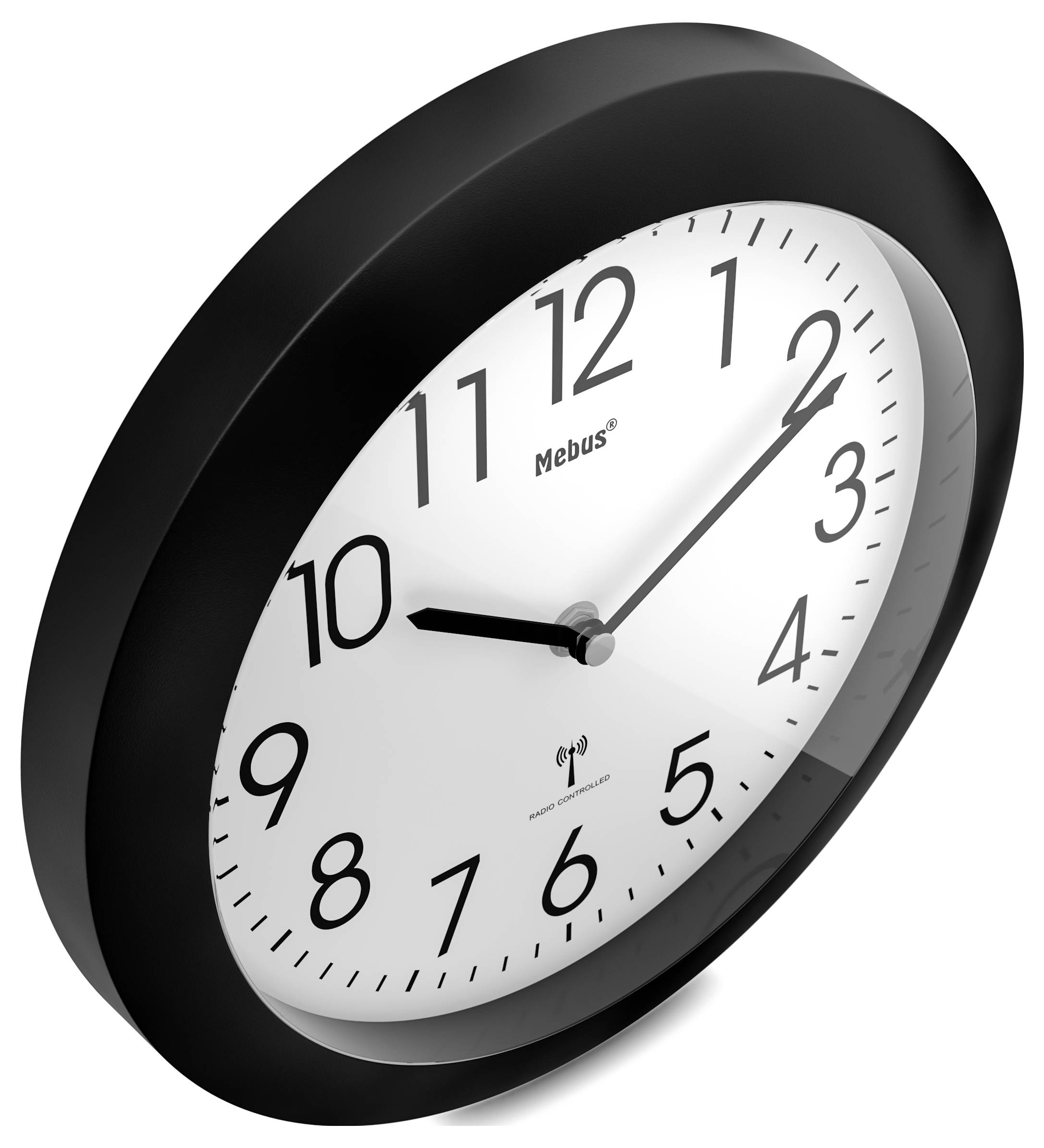 Mebus 52450 Funk Wanduhr 26cm x 26cm x 26cm x 4.5cm Schwarz
