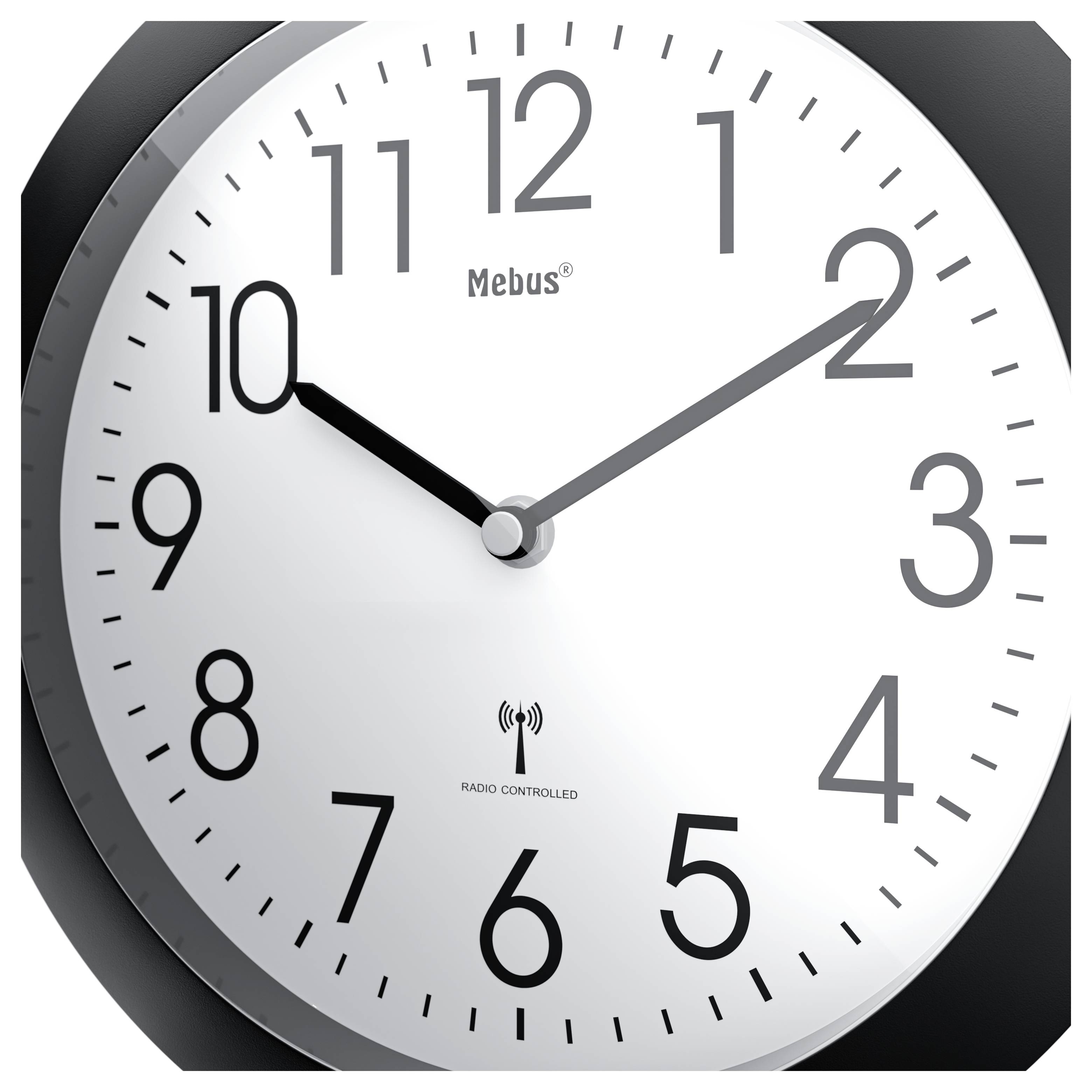 Mebus 52450 Funk Wanduhr 26cm x 26cm x 26cm x 4.5cm Schwarz