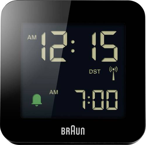 Braun BC09B-DCF Wecker Schwarz Alarmzeiten 1 Zweizeilig