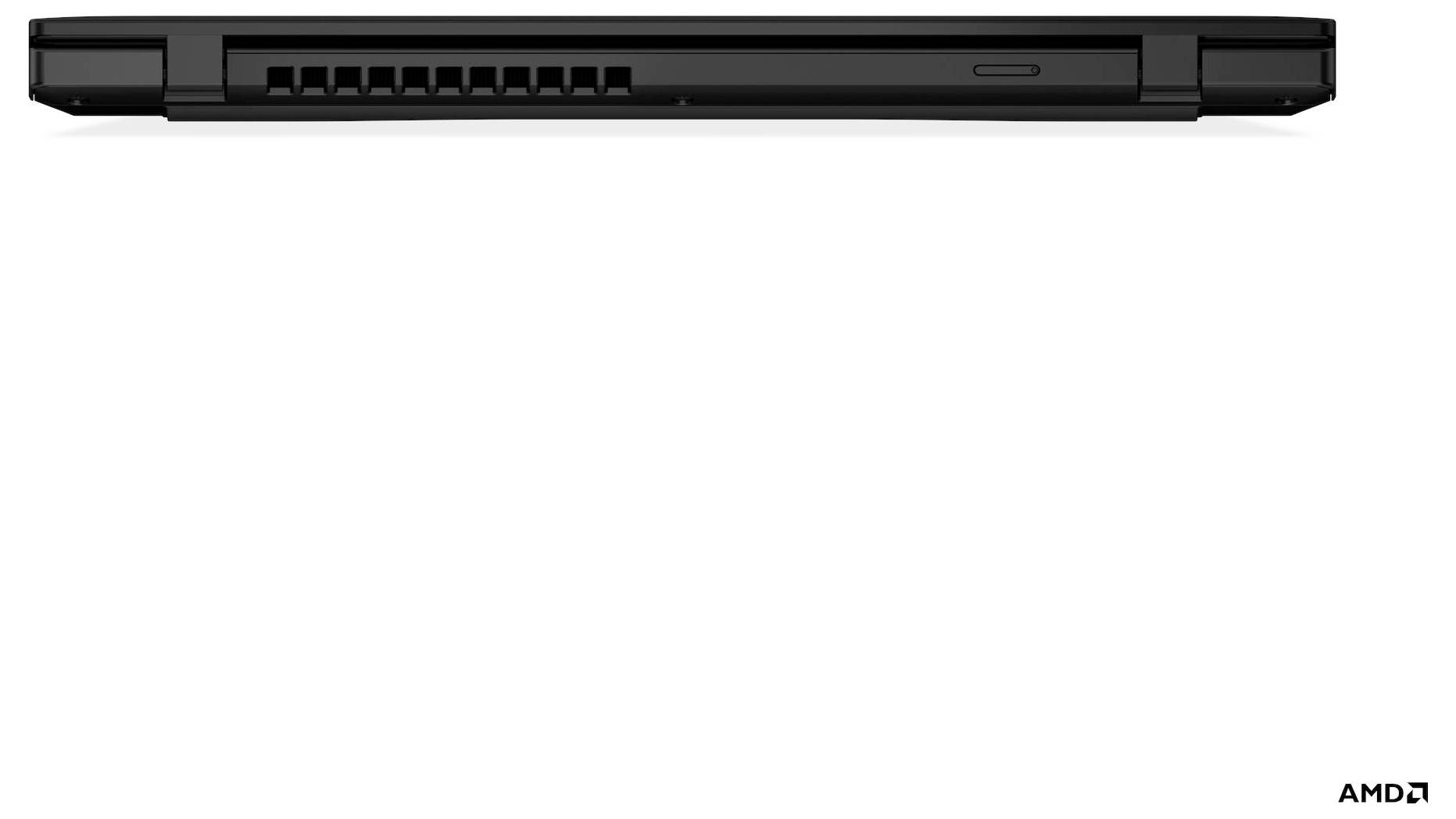 Eine Seitenansicht eines geschlossenen Laptops, die dessen Lüftungsgitter zeigt. Das Design ist schlicht und minimalistisch.