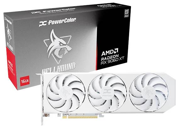 Powercolor Grafikkarte AMD Hellhound RX 9060 XT RX9060XT 16G-L/OC/WHITE 16GB GDDR6-VRAM PCIe x16 HDMI®, DisplayPort AMD FreeSync