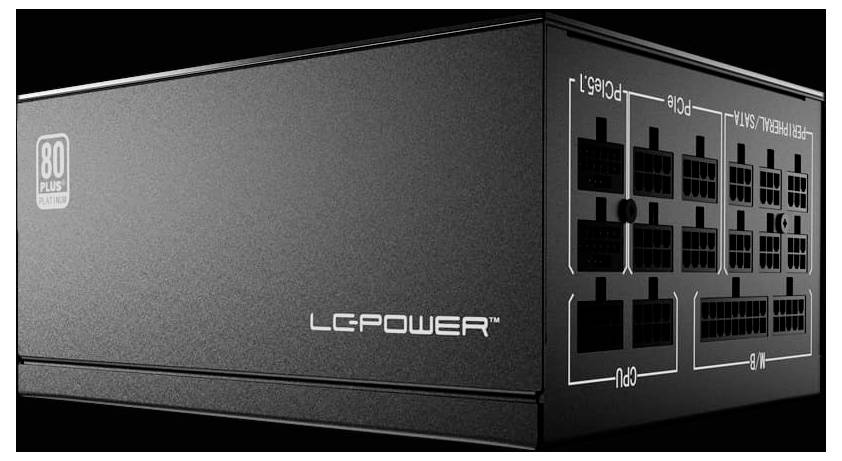Netzteil von 'LC-Power' mit mehreren Anschlüssen und '80 Plus Bronze' Effizienzlabel auf schwarzem Hintergrund.