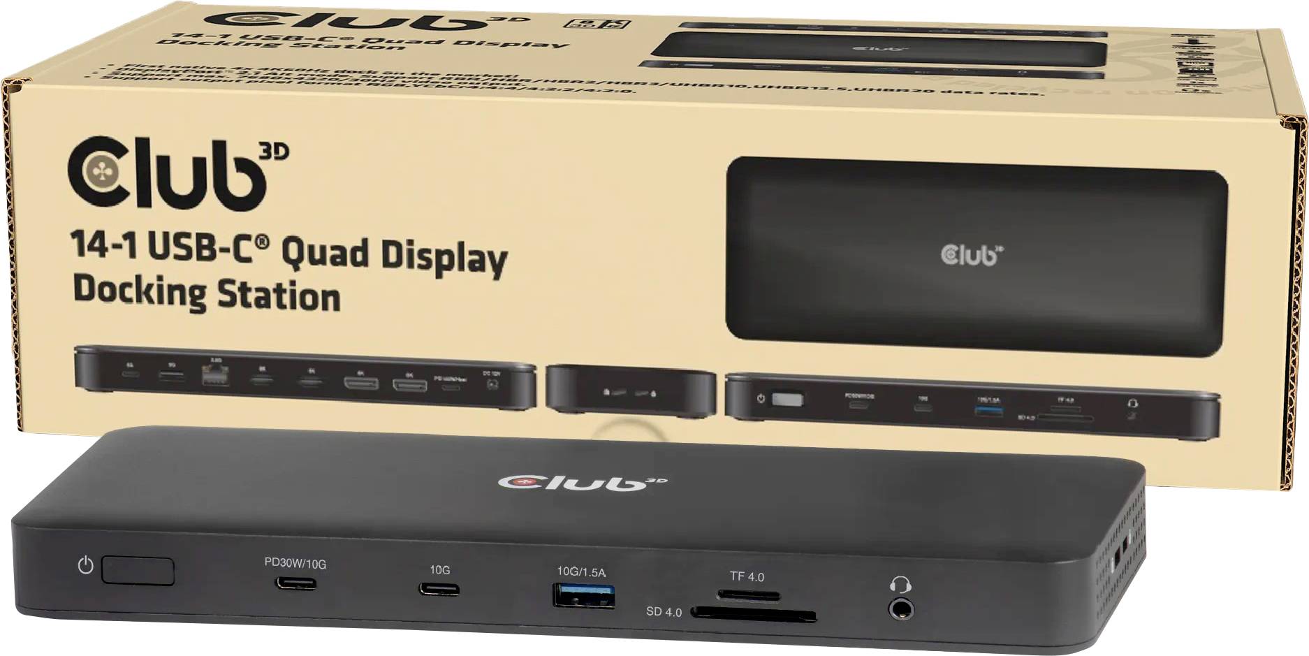 club3D USB-C® Dockingstation CSV-2540 integrierter Kartenleser, USB-C® Power Delivery