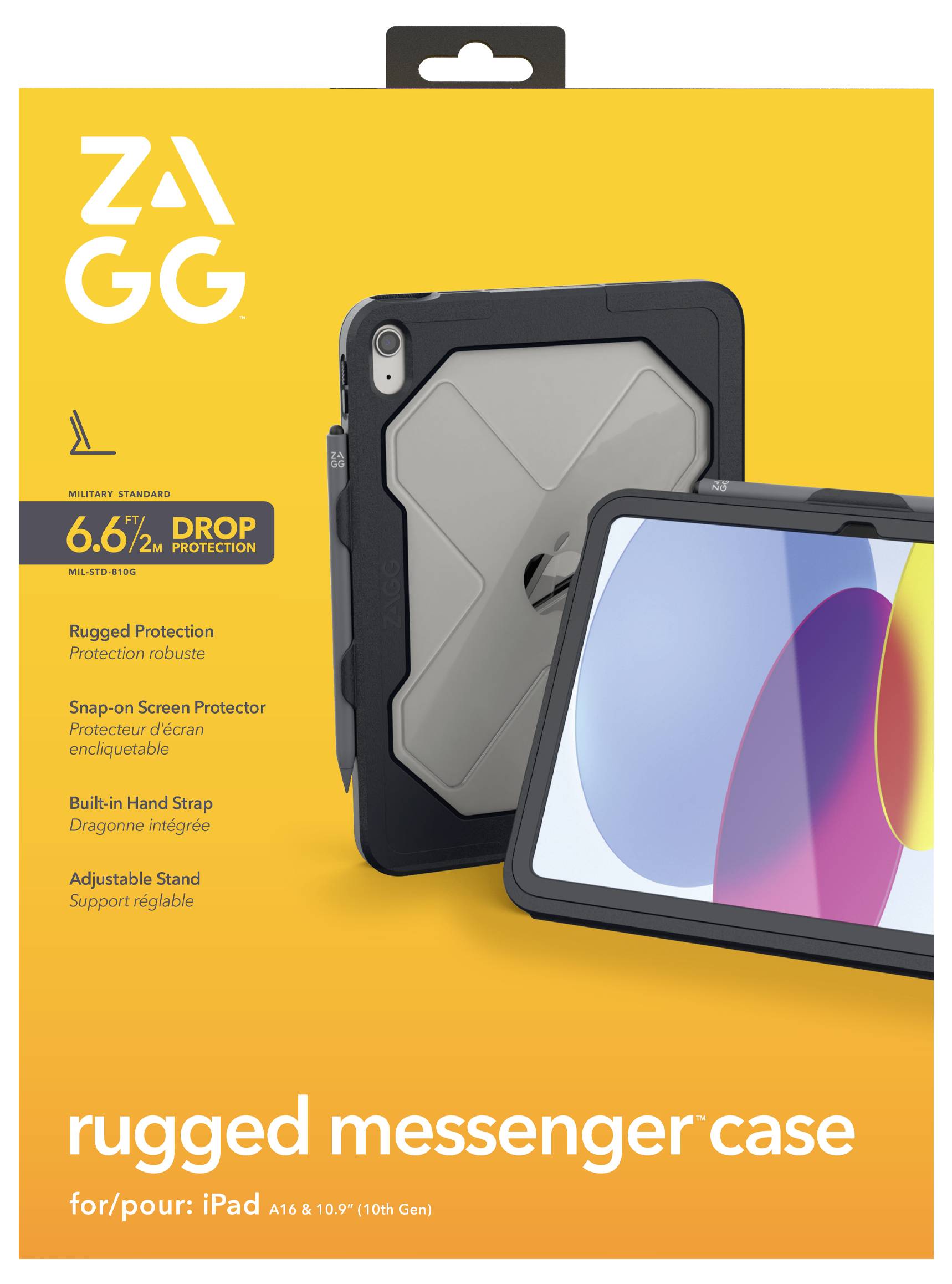 ZAGG Cases Rugged Messenger Tablet Hülle Apple iPad 10.9" 10th 27,7 cm (10,9") Outdoor Cover Karbon