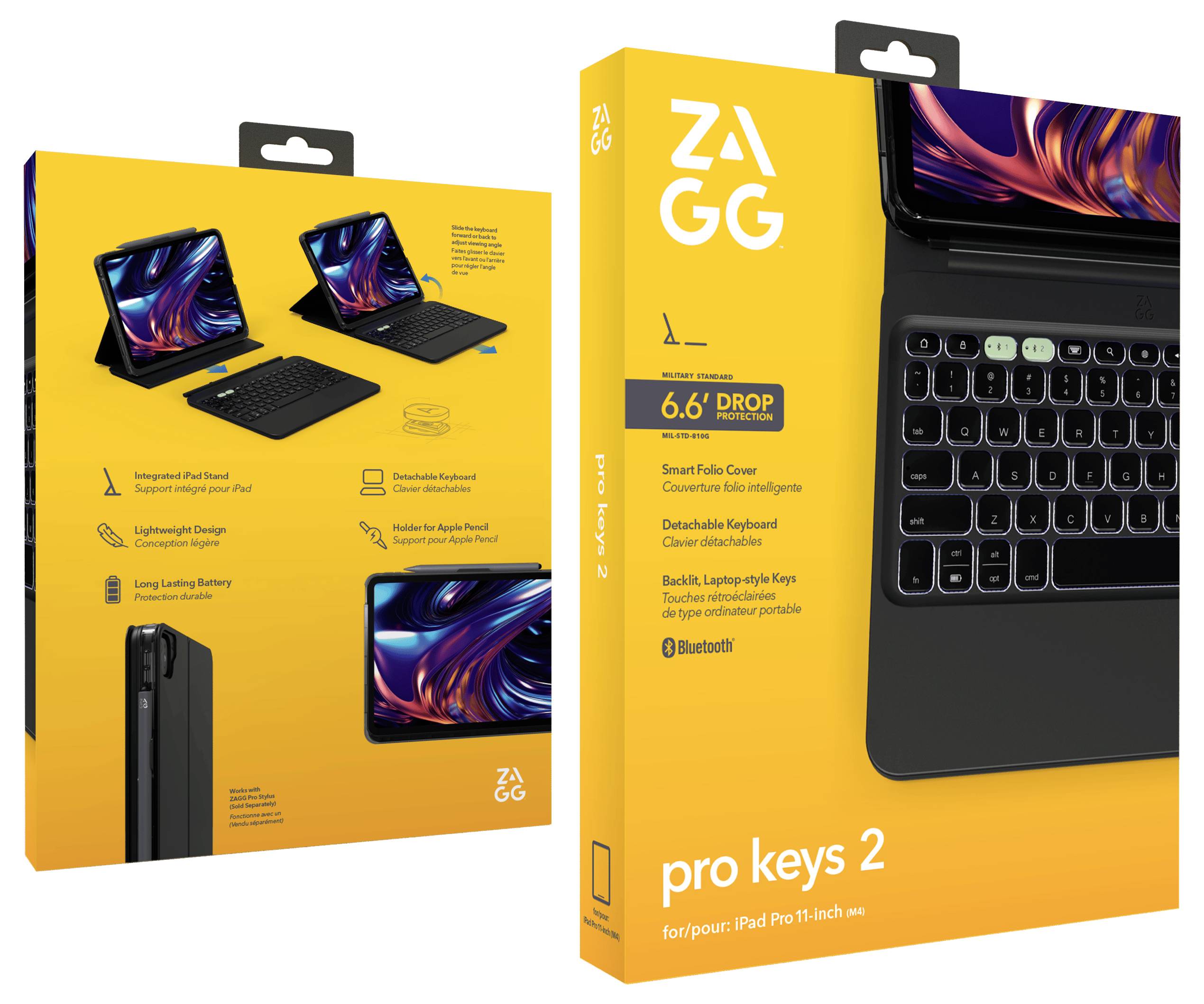 ZAGG KB Pro Keys 2 Tablet-Tastatur mit Hülle Passend für Marke (Tablet): Apple iPad Pro 11 (4. Generation) Apple iOS®