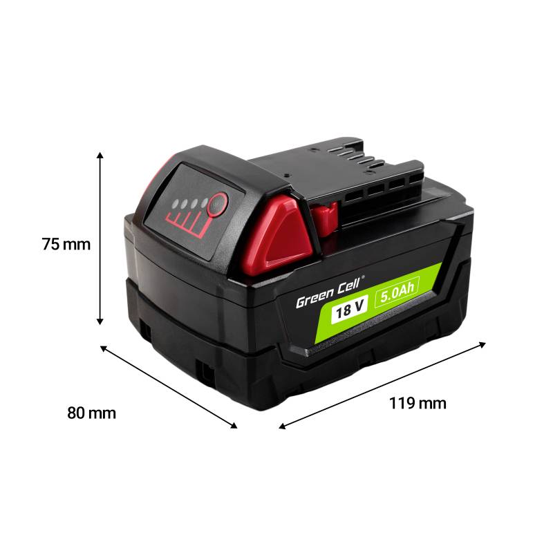 Green Cell GC-PTML18V5 M18 B5 4932430483 Werkzeug-Akku 18V 5.0Ah Li-Ion