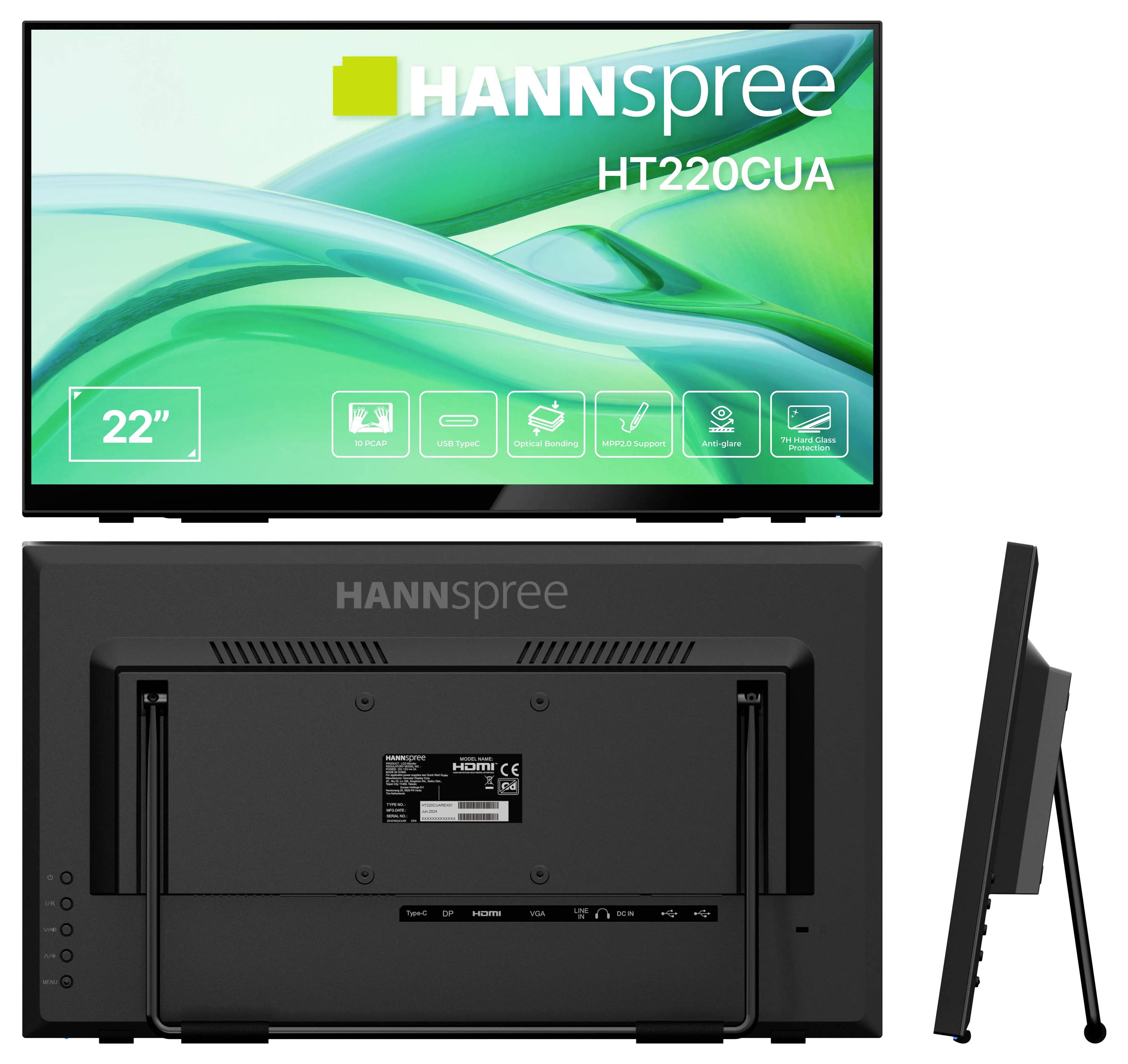 Hannspree HT220CUA LED-Monitor EEK E (A - G) 54.4 cm (21.4 Zoll) 1920 x 1080 Pixel 16:9 6 ms DisplayPort, HDMI®, VGA, USB-A (USB 3.0), USB-B, Kopfh