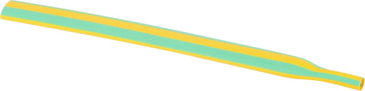 Ein bunter Lakritzbonbon-Streifen in wellenförmiger Gestalt mit drei parallelen Streifen in Grün, Gelb und Orange.