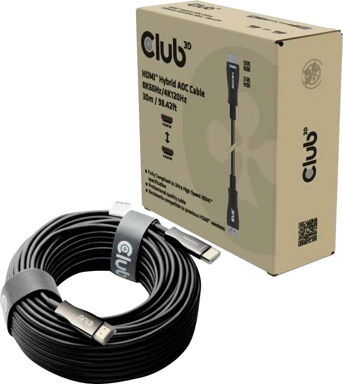 Club3D CAC-1392 HDMI Verlängerungskabel [1x HDMI-Stecker - 1x HDMI-Stecker] Schwarz AOC (Aktives optisches Kabel) 30m