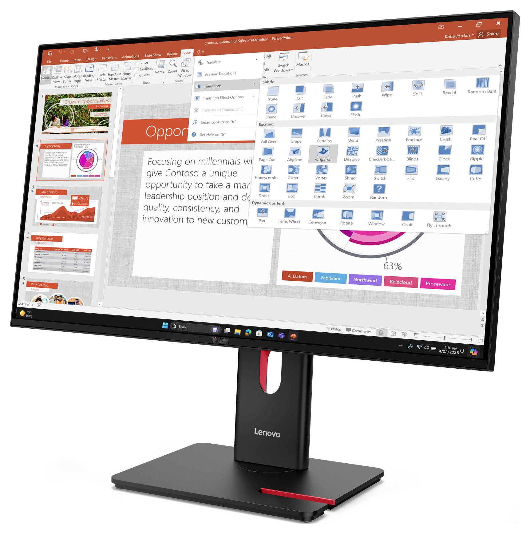 Lenovo ThinkVision T27-40 LED-Monitor EEK D (A - G) 68.6 cm (27 Zoll) 16:9 6 ms DisplayPort, HDMI® IPS LED