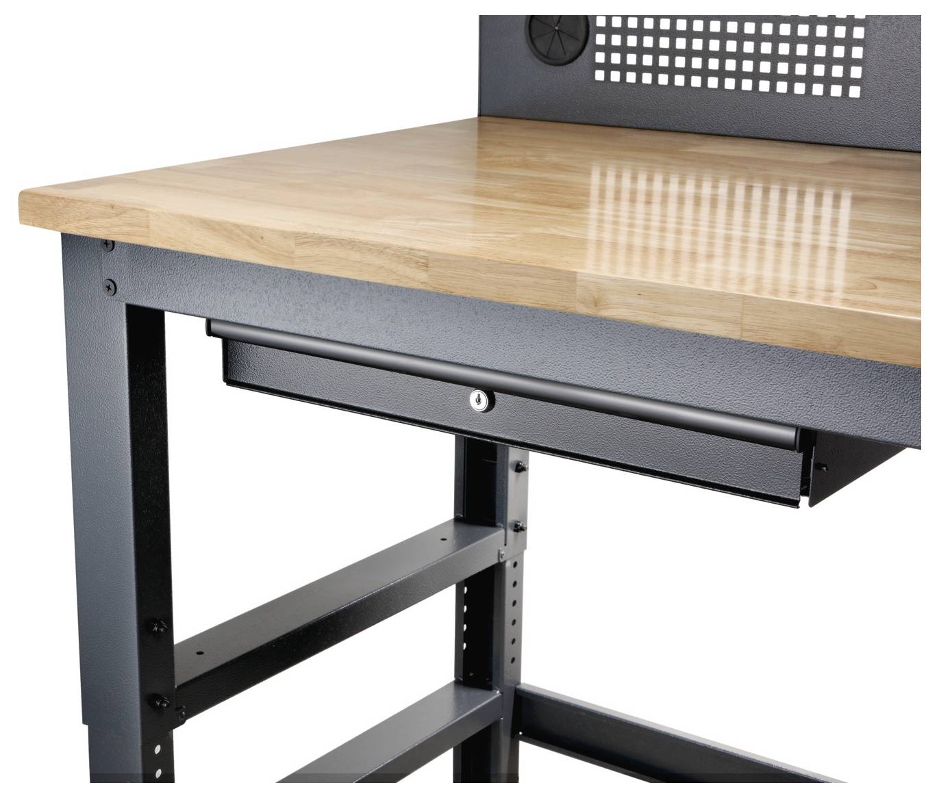 Stahlwille 85010630 Werkstatt Höhenverstellbare Werkbank mit gelochter Rückwand + Schublade (B x T) 2000mm x 725mm